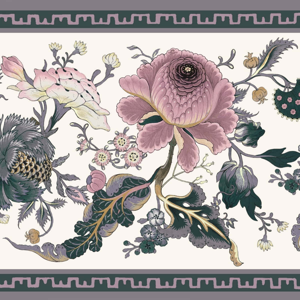 Vintage Floral Pattern Border Background