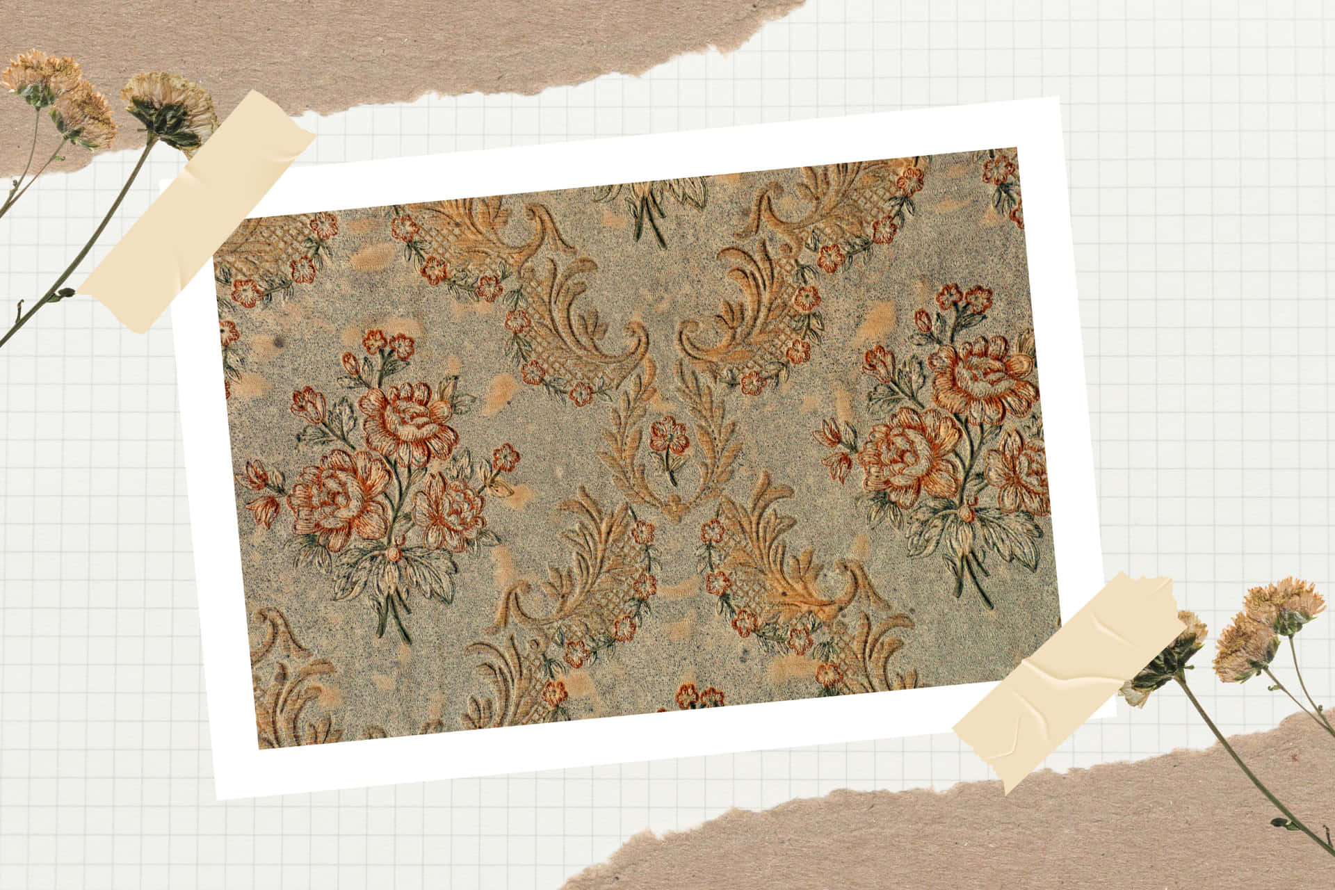 Vintage Floral Pattern Scrapbook Background