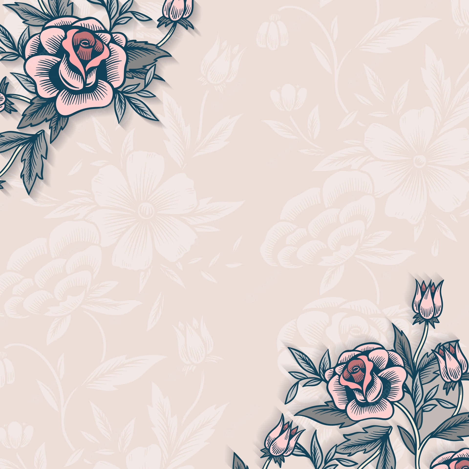 Vintage Flower Side Frames Background