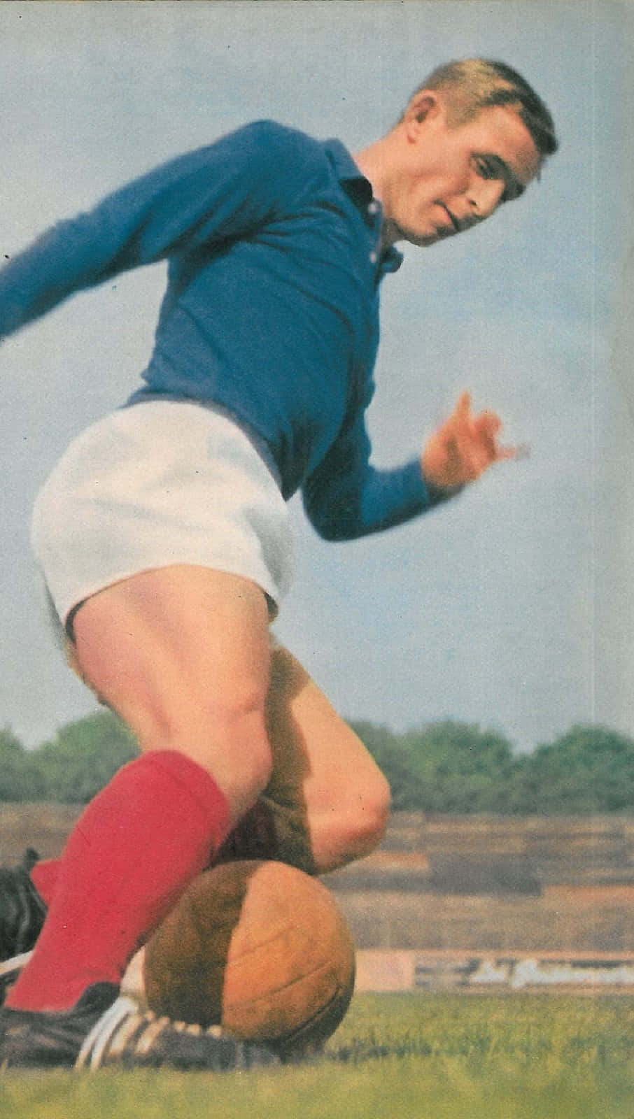 Vintage Football Player Action Shot Background