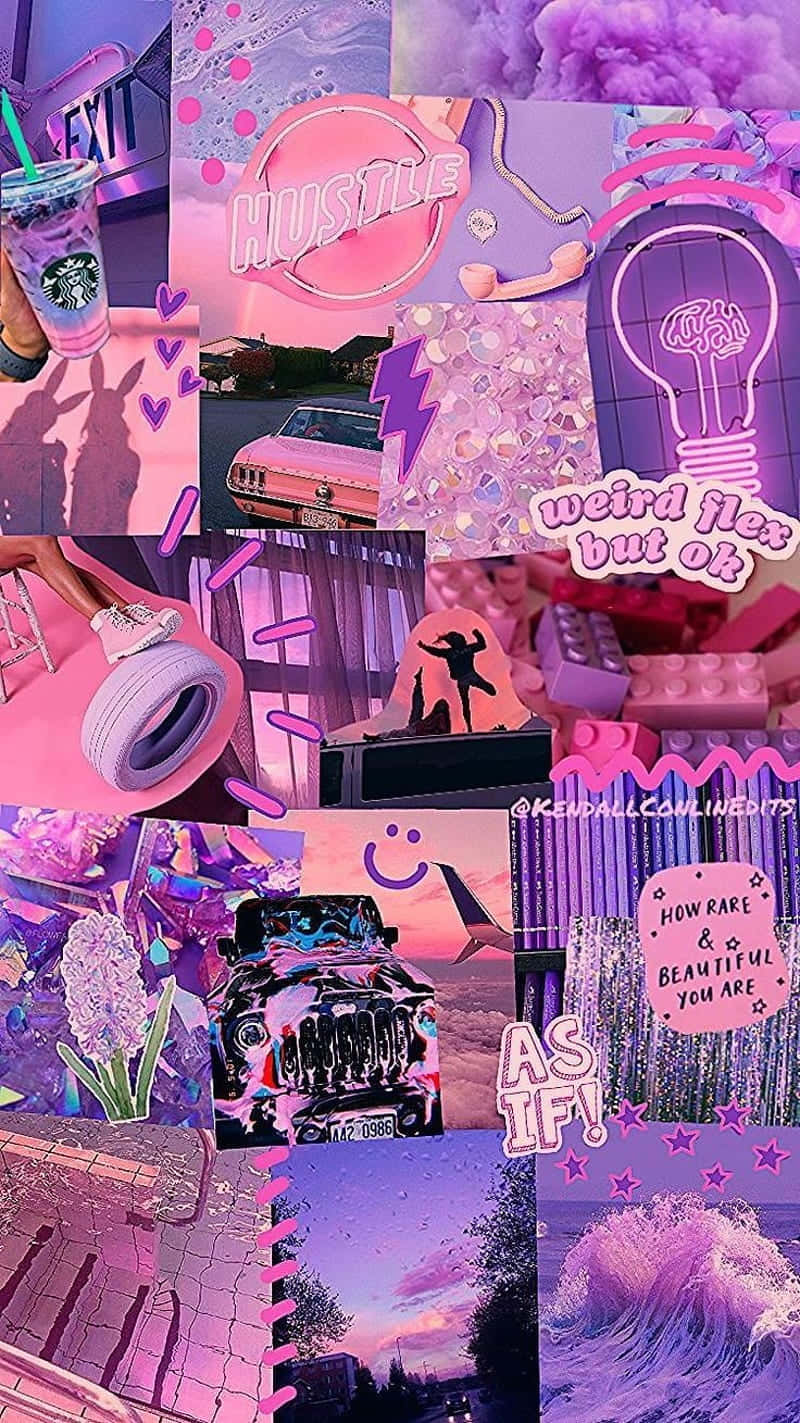 Vintage Girly Purple Collage Background