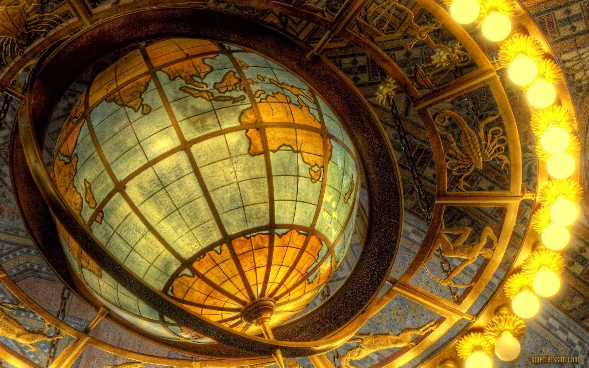 Vintage Globe Art Deco Background
