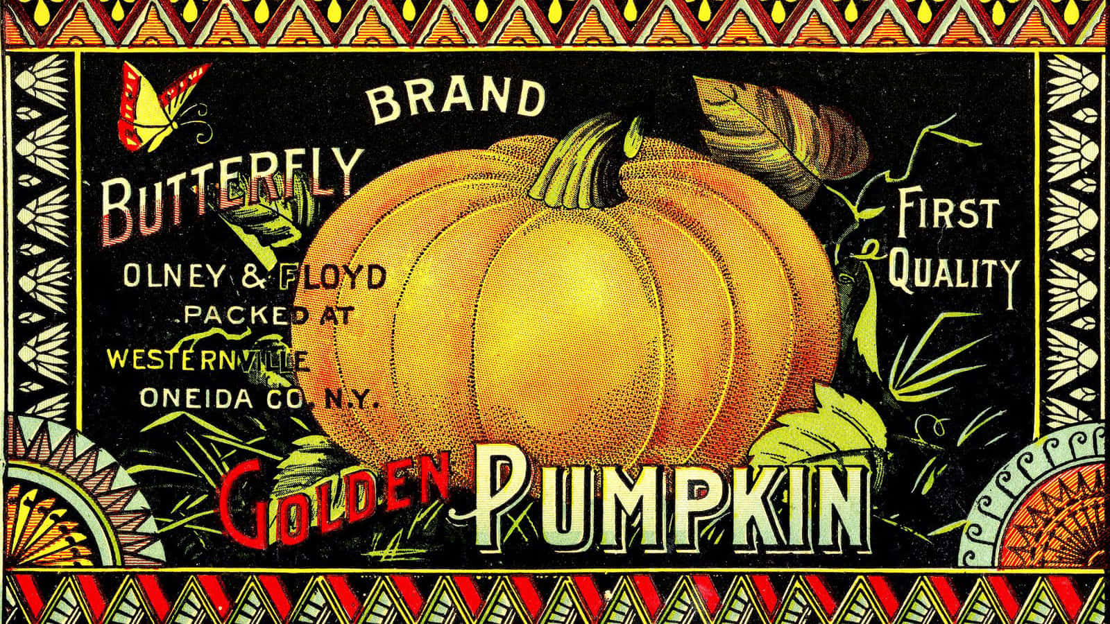 Vintage Golden Pumpkin Label Background