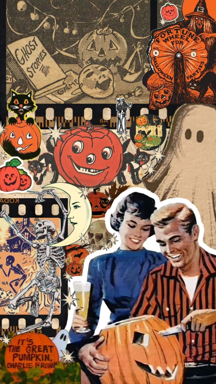 Vintage Halloween Collage Background