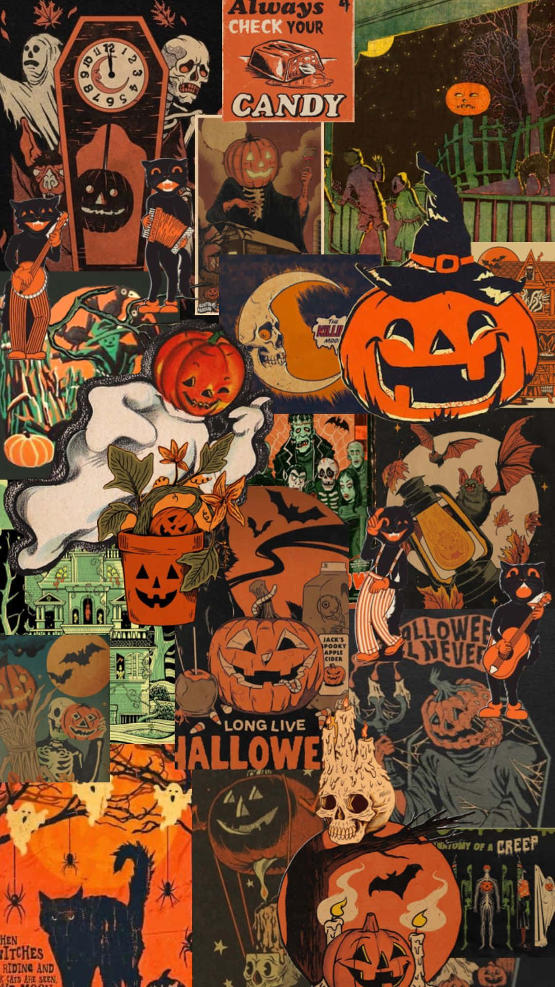 Vintage Halloween Collage Background