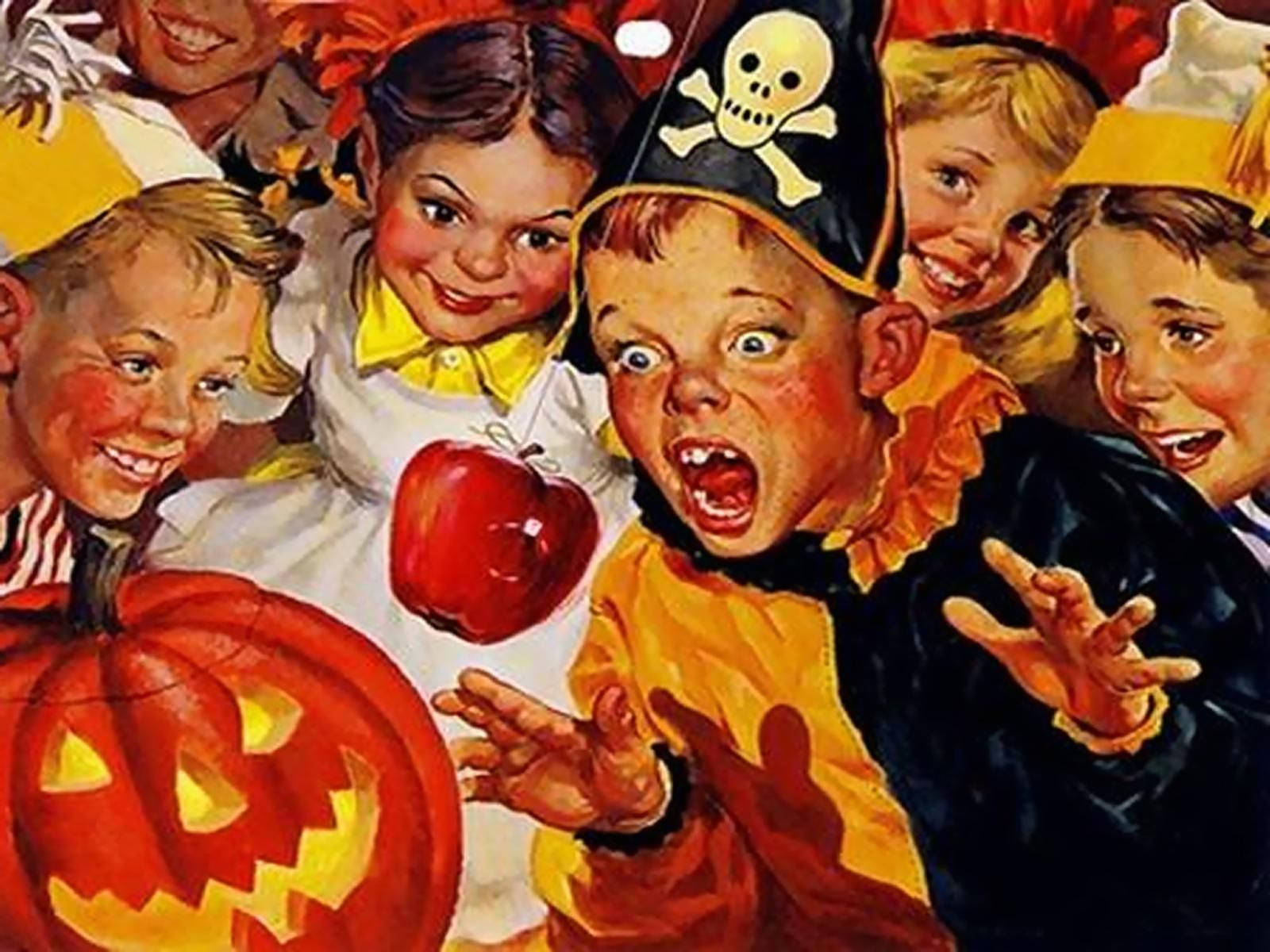 Vintage Halloween Kids Party Background