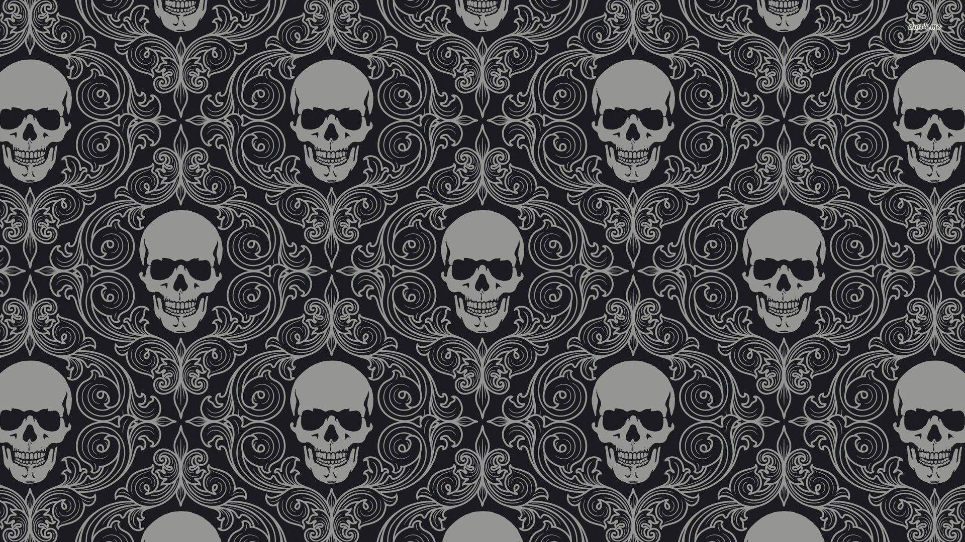 Vintage Halloween Skull Pattern Background