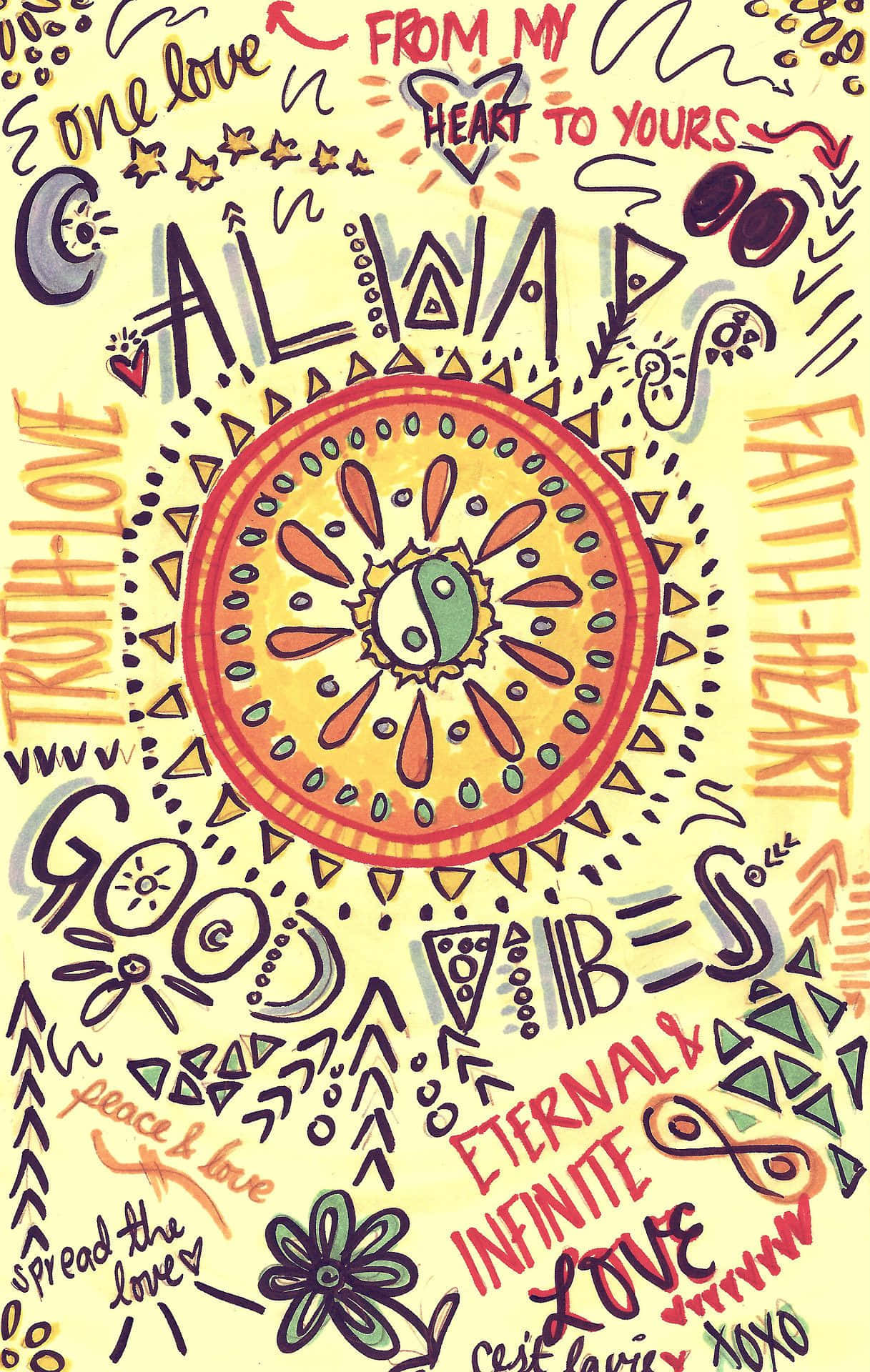 Vintage Hippie Always Good Vibes Background