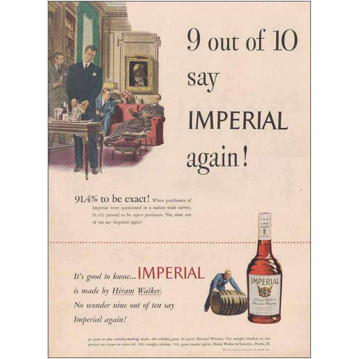 Vintage Hiram Walker Imperial Whiskey Advertising Background