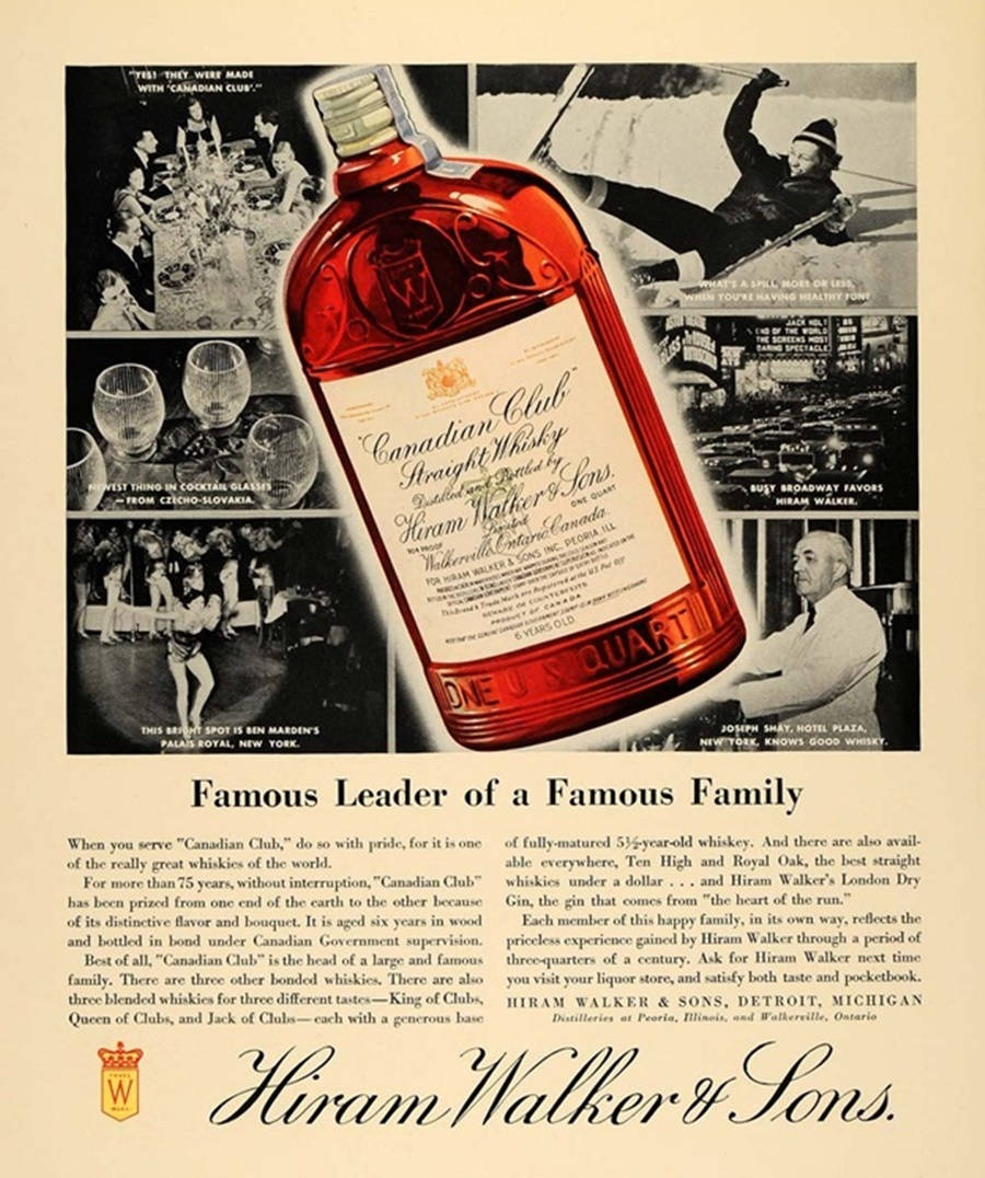 Vintage Hiram Walker & Sons Canadian Club Whiskey Advert