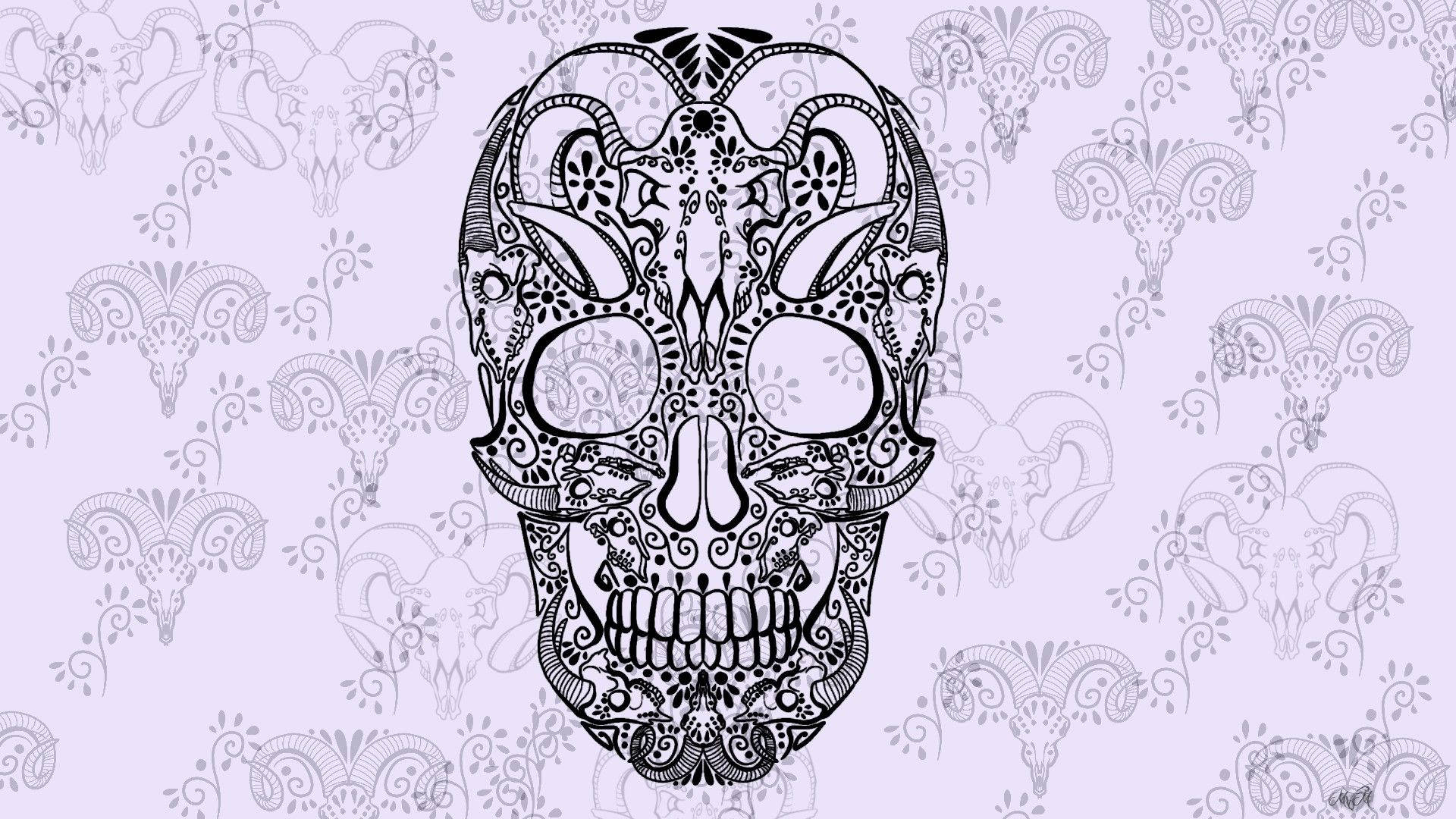 Vintage-inspired Sugar Skull Artwork Background
