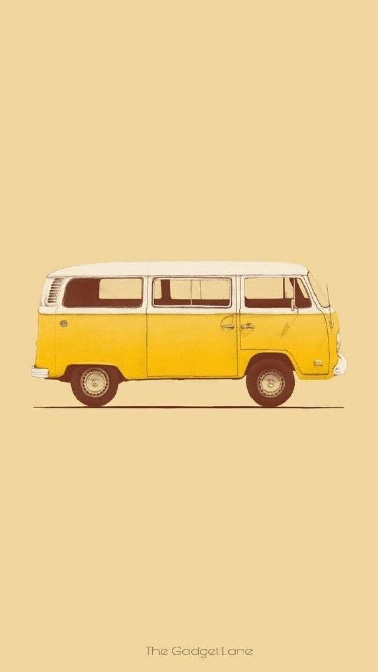 Vintage Iphone Minimalist Yellow Van Background