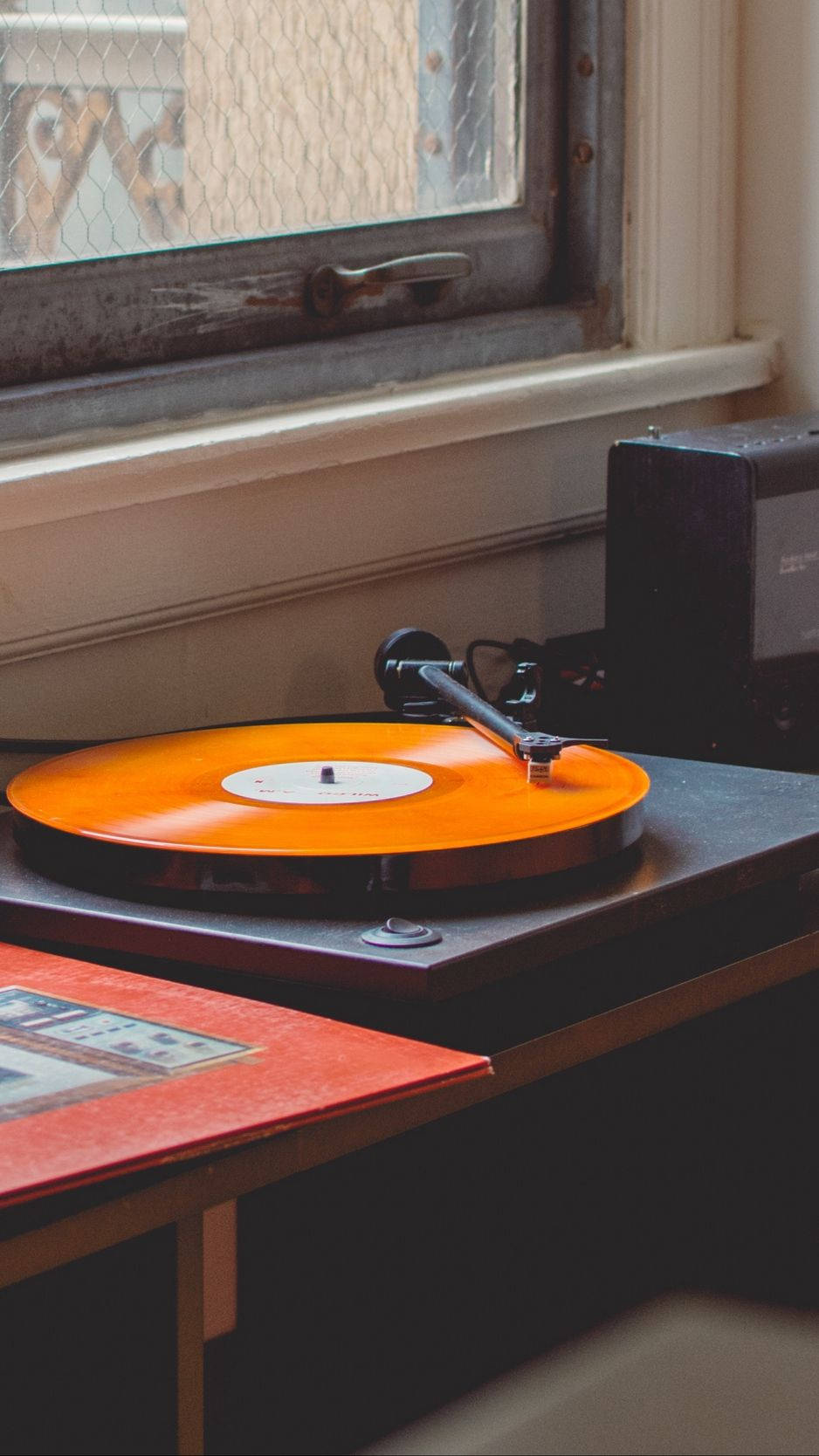 Vintage Iphone Orange Vinyl Aesthetic Background