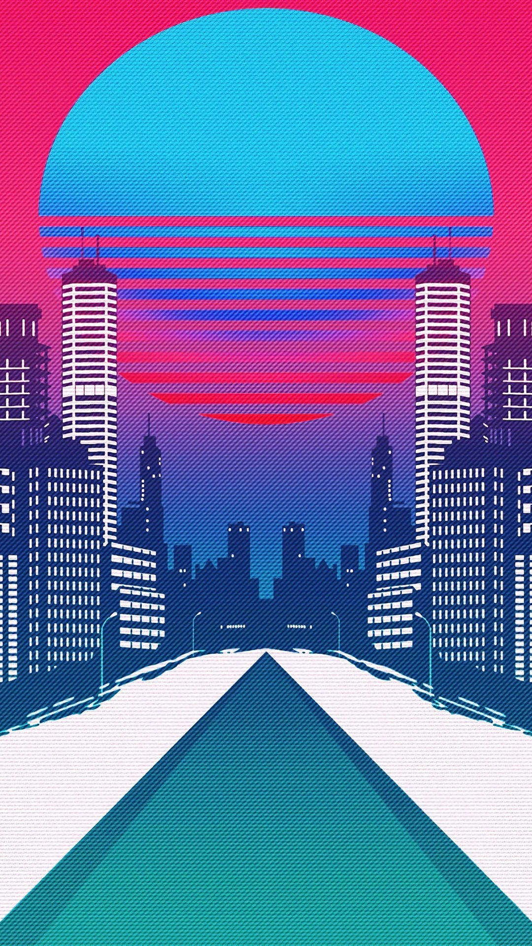Vintage Iphone Retro Wave Tall Buildings Background