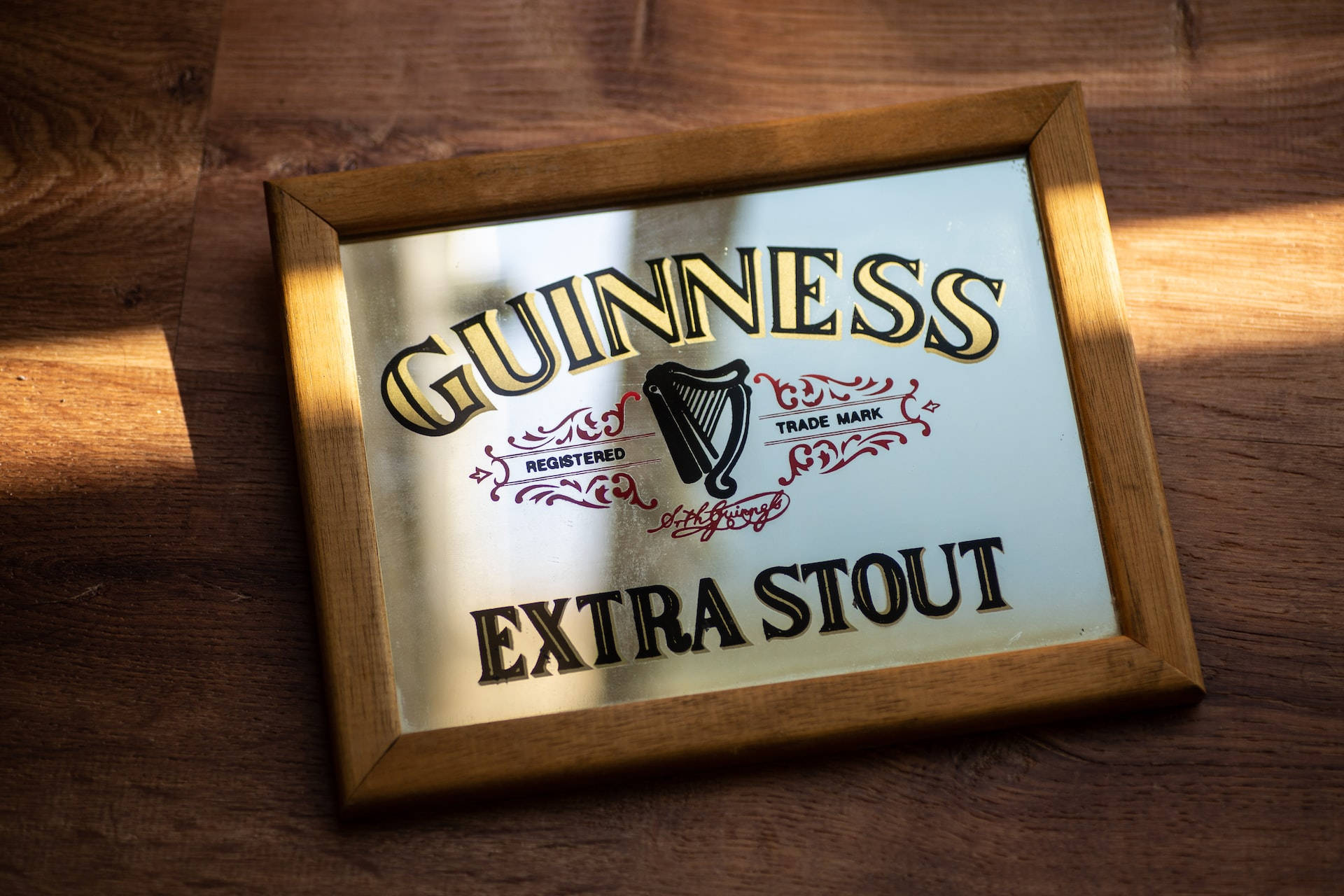 Vintage Irish Extra Stout Guinness Bar Mirror Background