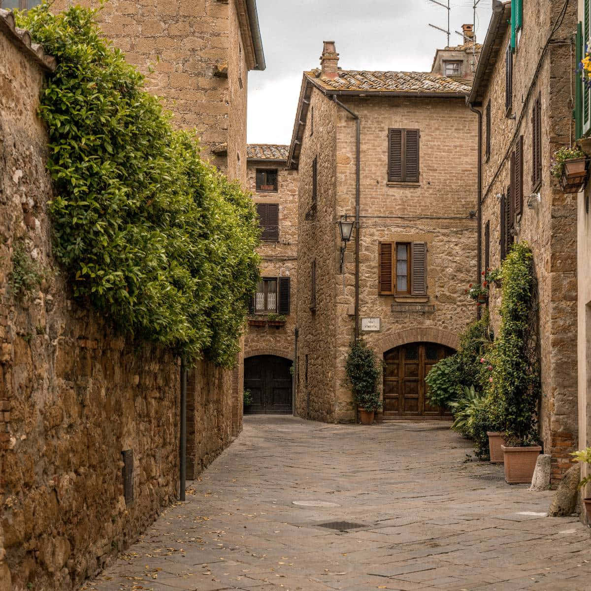 Vintage Italian Pienza Village Phonograph Background