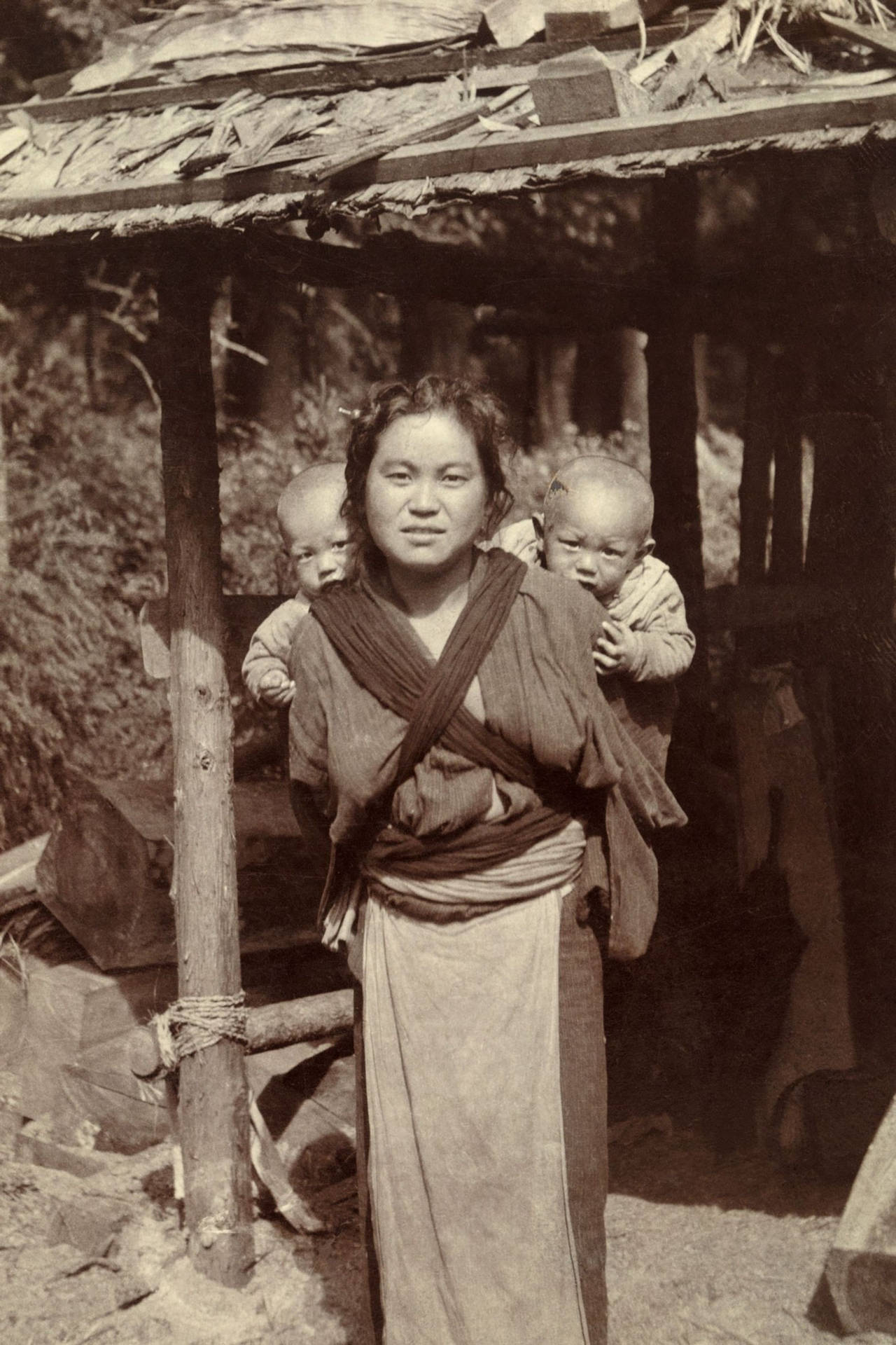 Vintage Japanese Mother With Her Baby