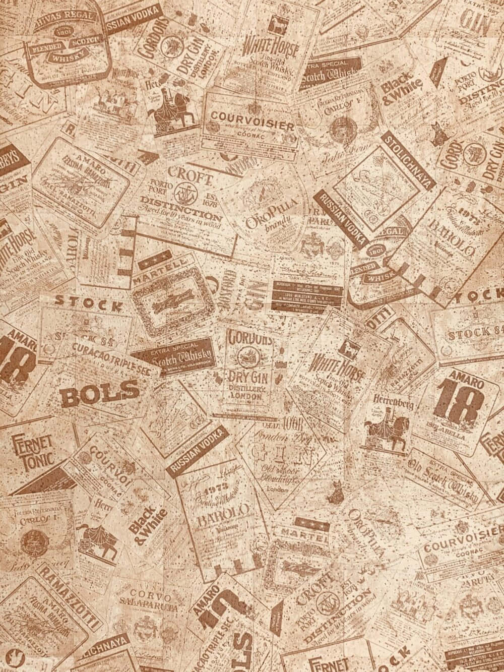 Vintage Liquor Labels Collage Background