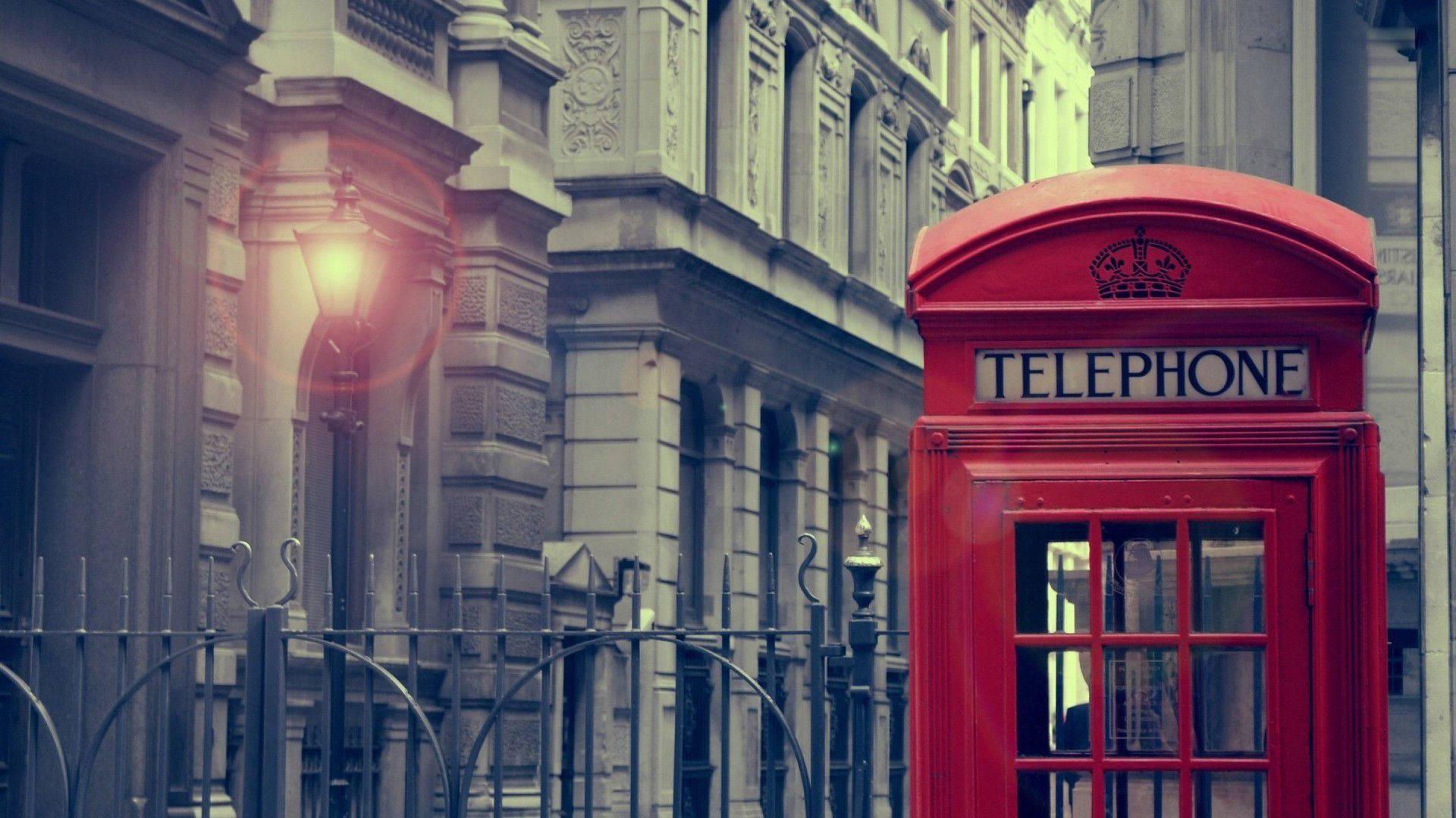 Vintage London Telephone Booth Background