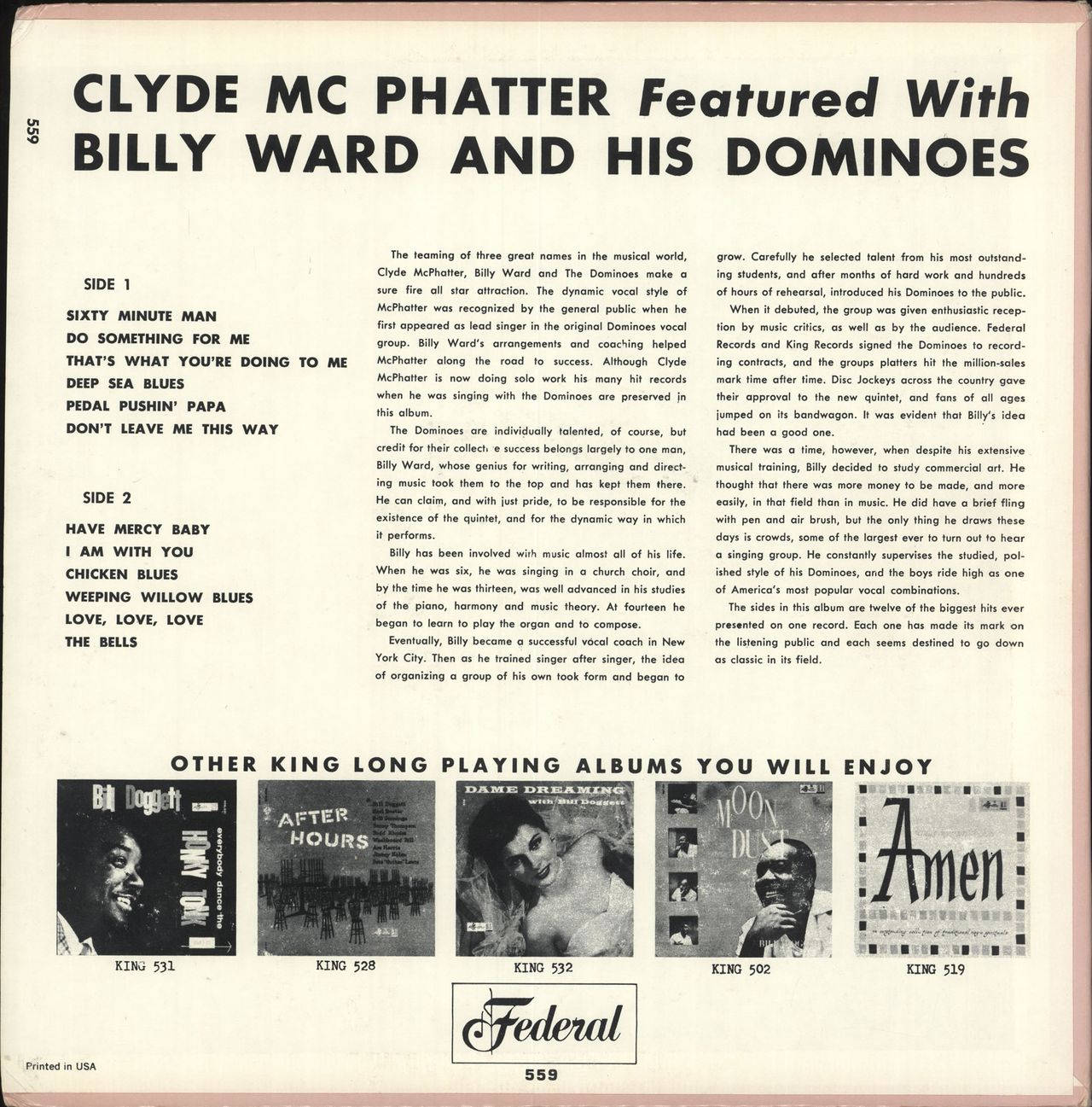 Vintage Lp Album Cover Of Billy Ward And The Dominoes Background