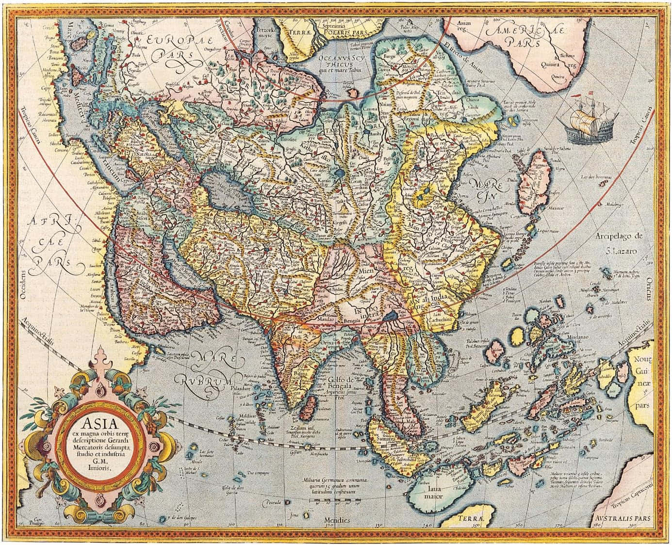 Vintage Mapof Asia Background