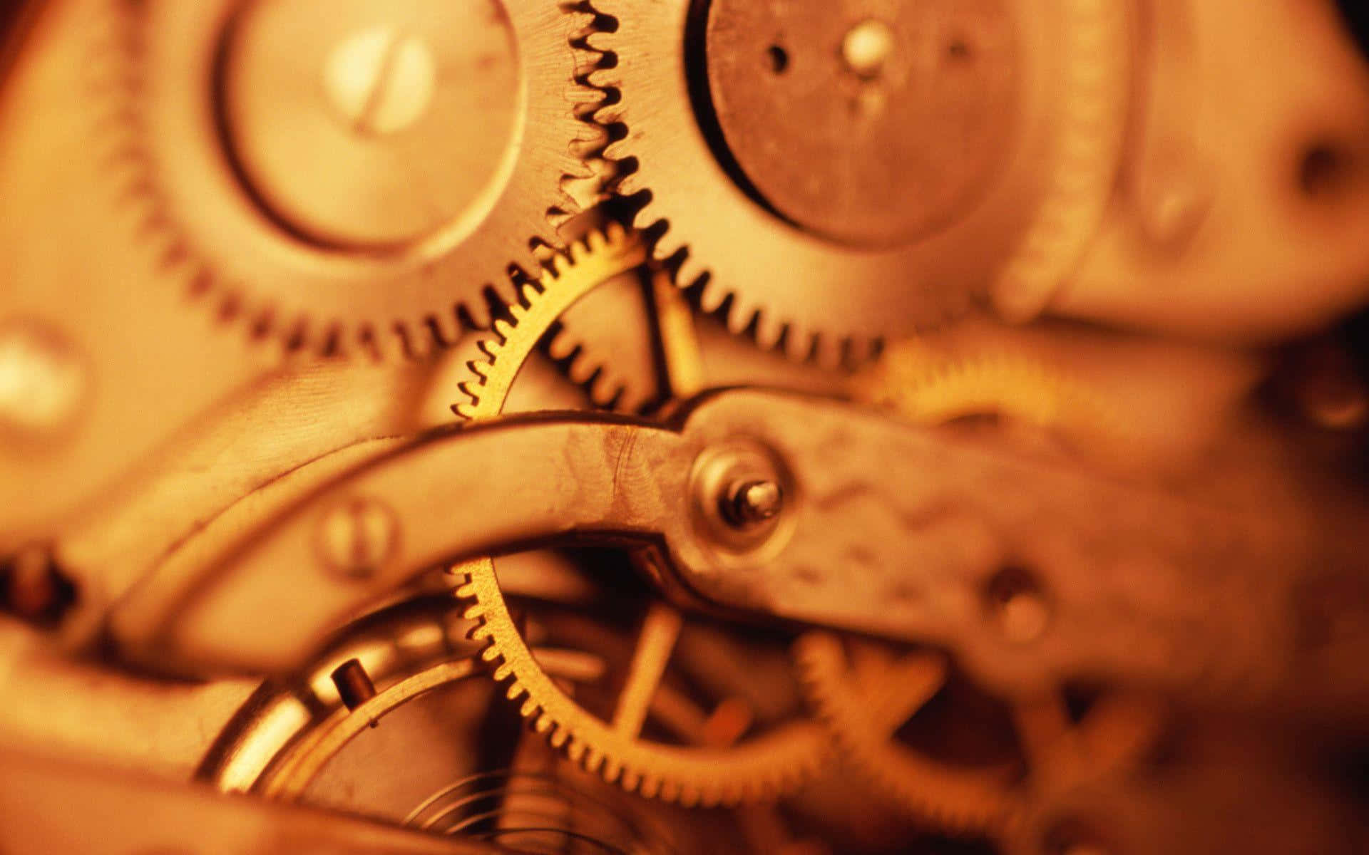 Vintage Mechanical Gears Closeup Background