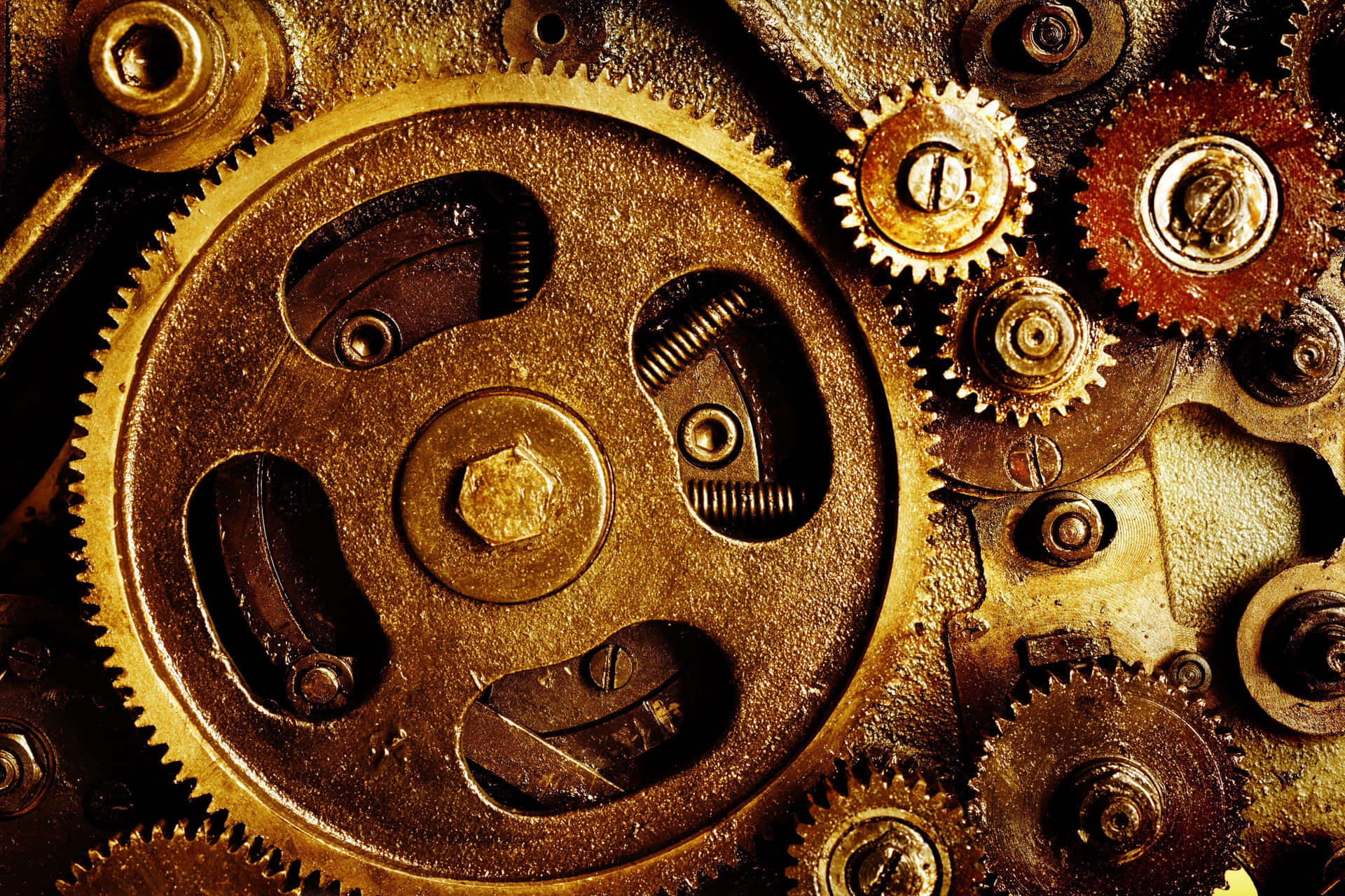 Vintage Mechanical Gearsand Cogs Background