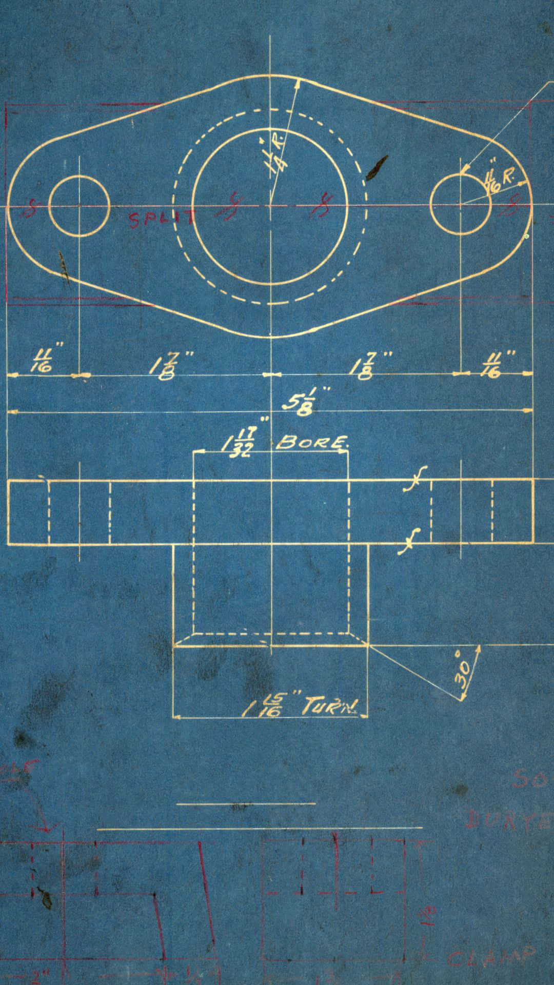 Vintage Mechanical Part Blueprint Background