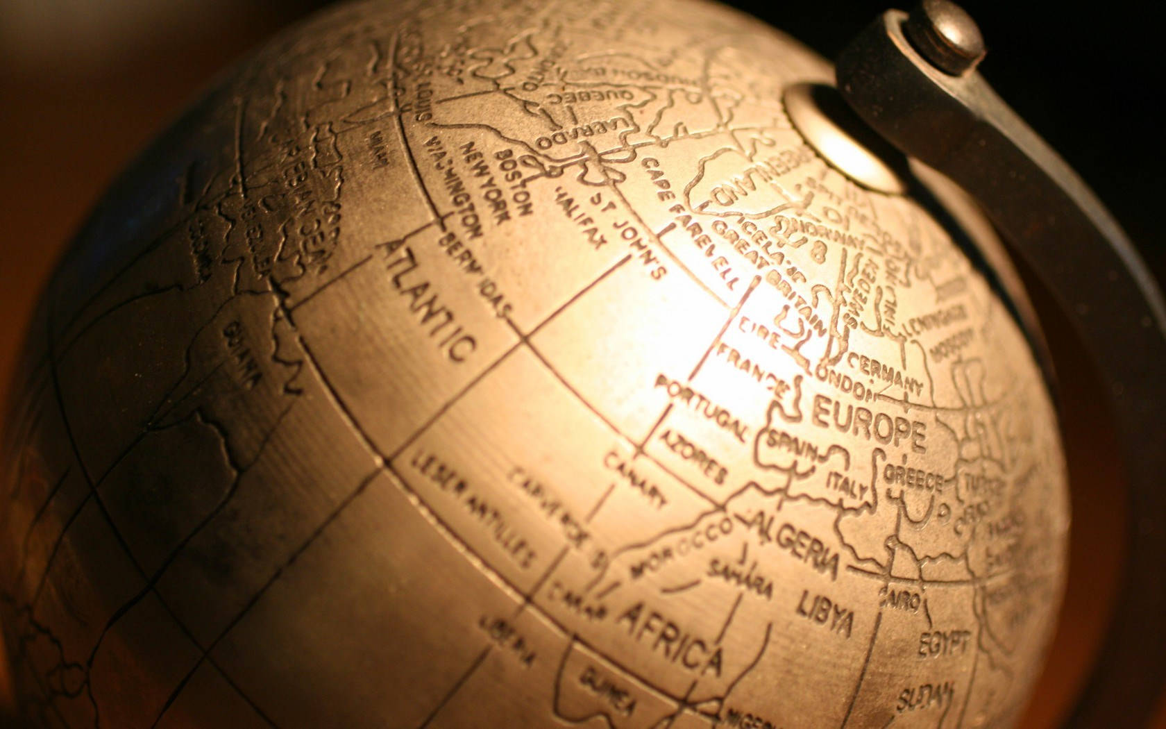 Vintage Metal World Globe Background