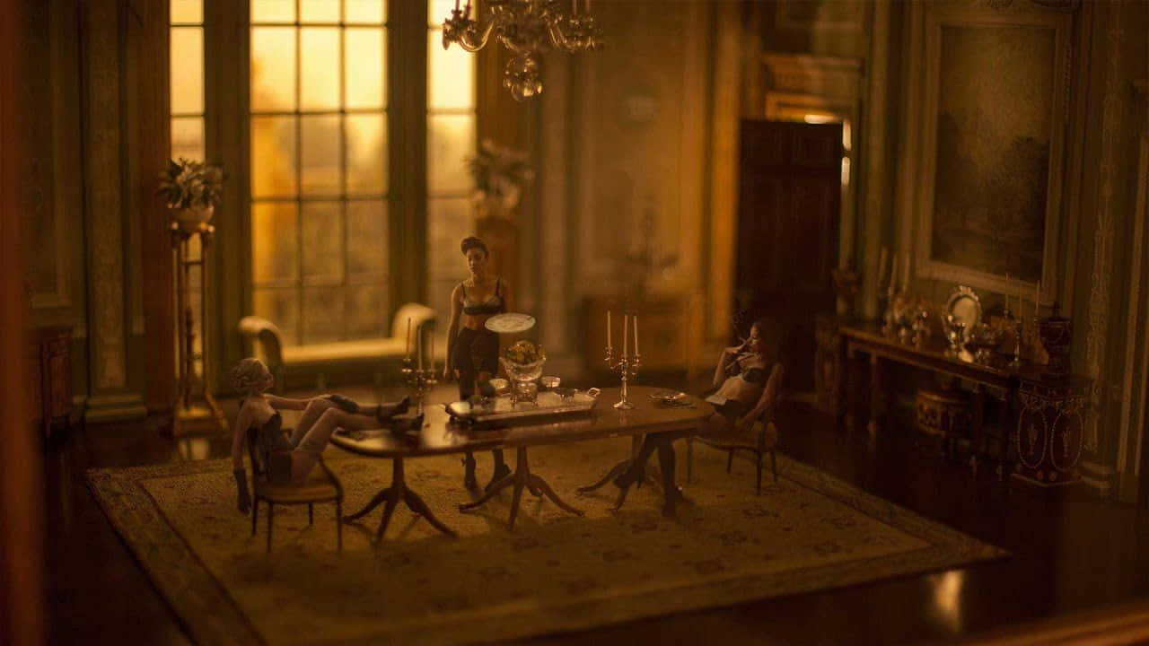 Vintage Miniature Dollhouse Interior Brown Aesthetic Background