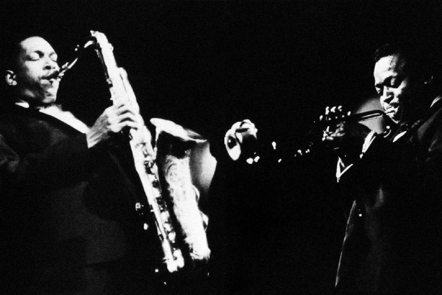 Vintage Moment Of American Jazz Legends, John Coltrane And Miles Davis