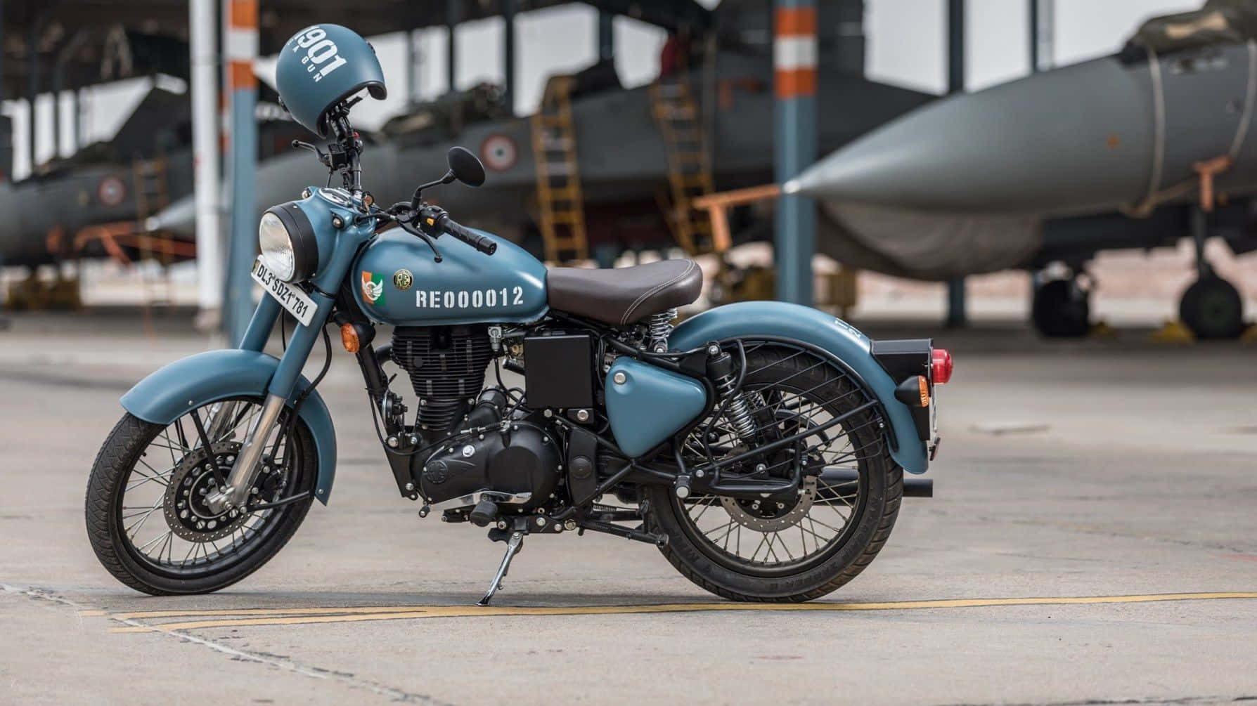 Vintage Motorcycle Airbase Backdrop Background