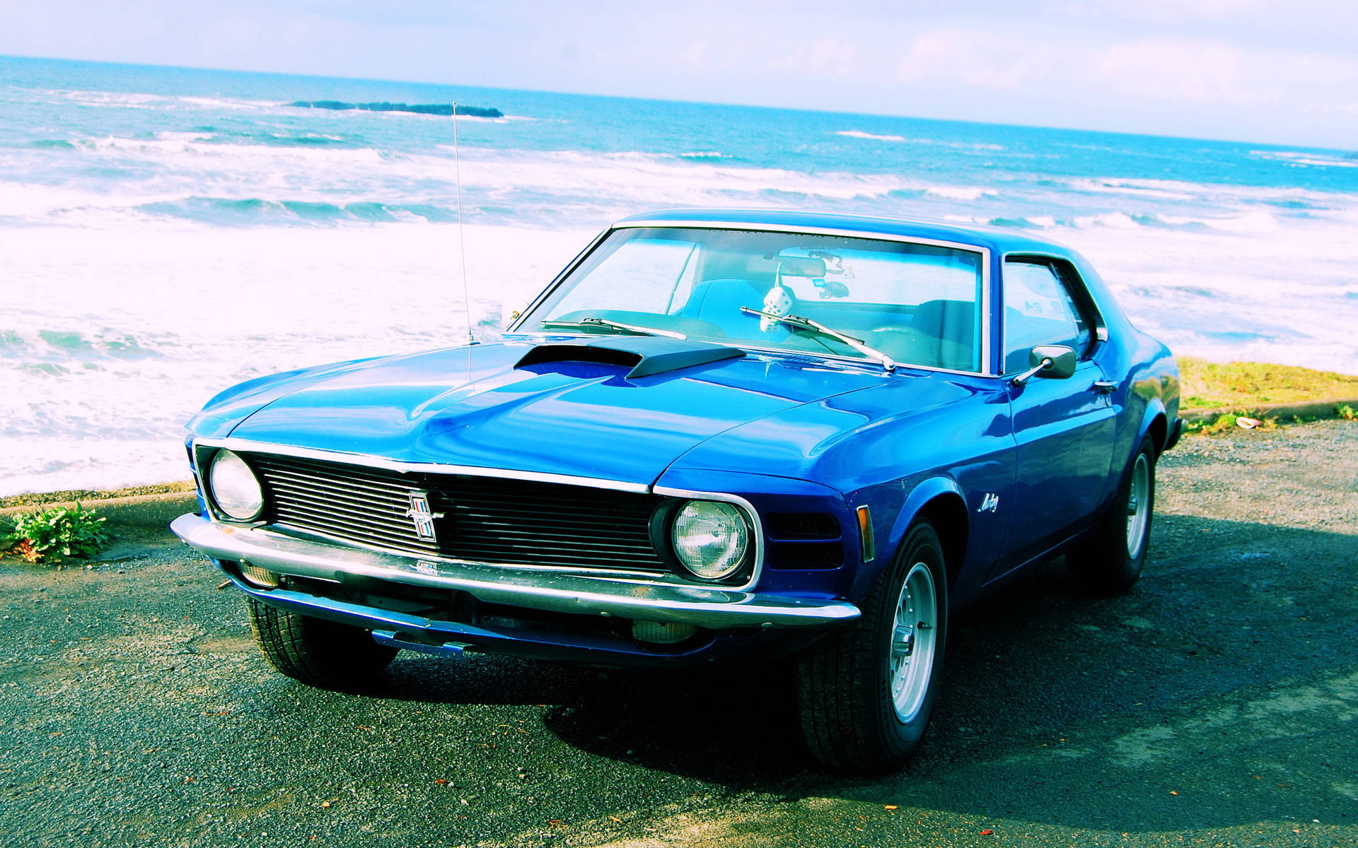 Vintage Mustang Hd On Beach Background