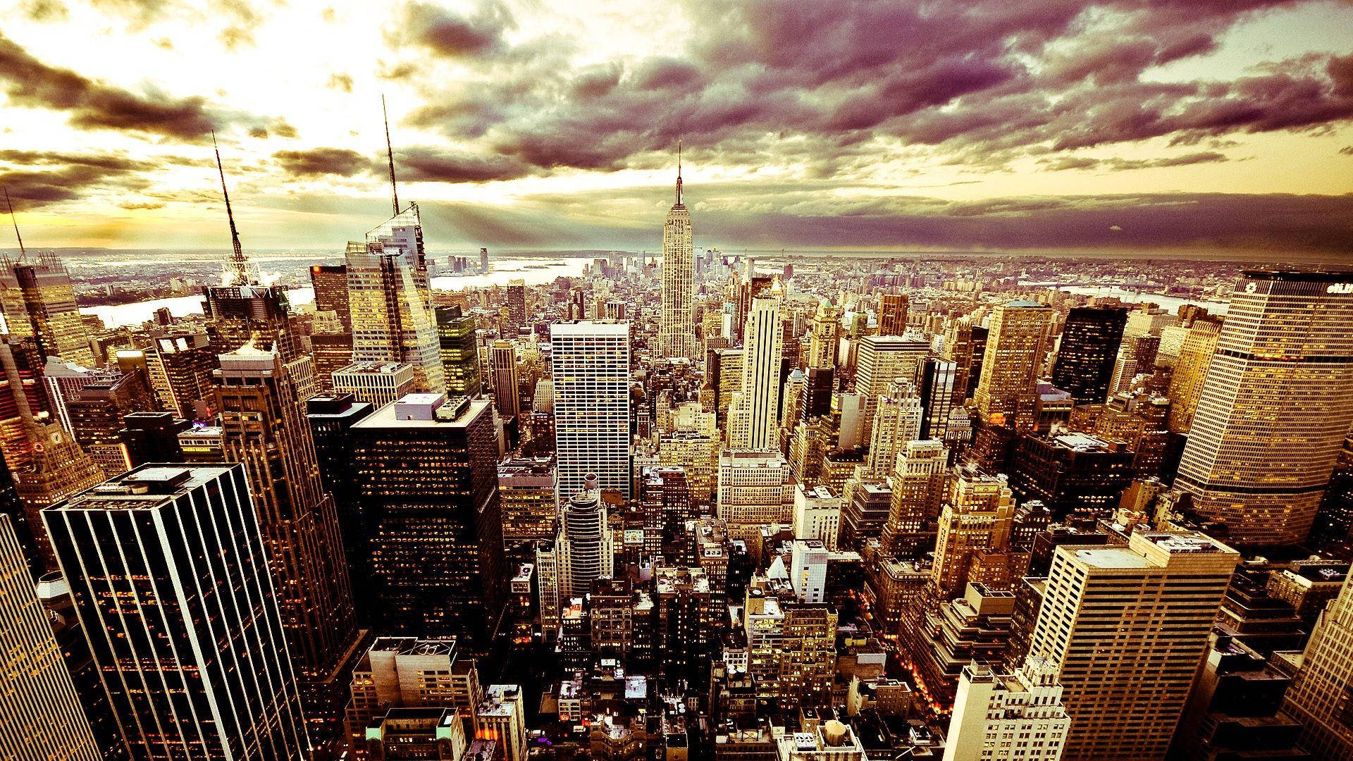 Vintage New York Skyline American City Background