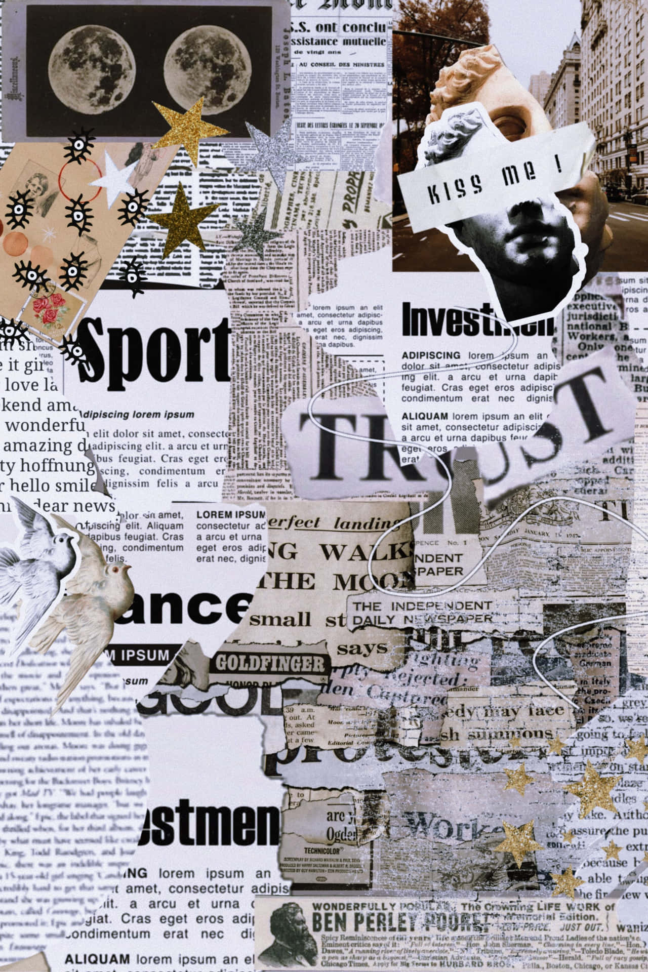 Vintage Newspaper And Cutouts Background