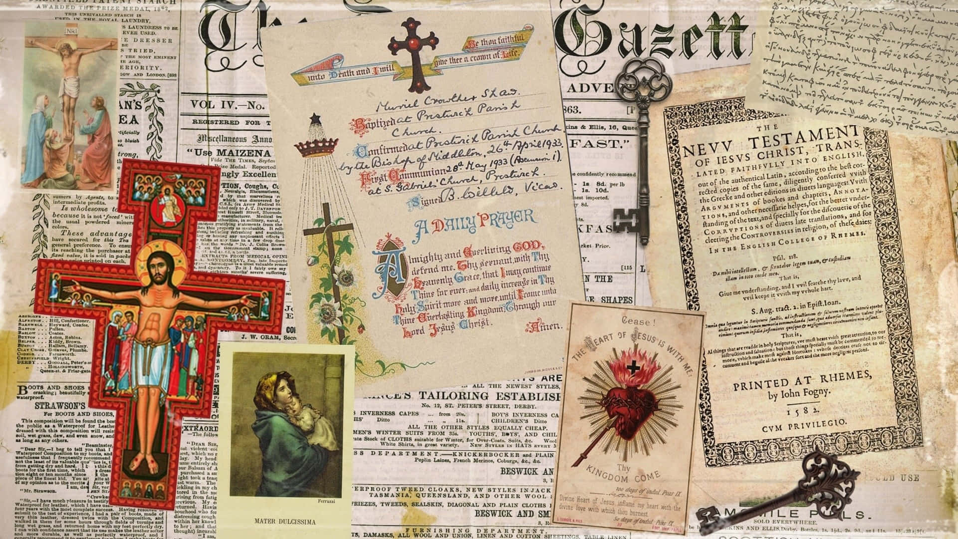 Vintage Newspaper Collage Background