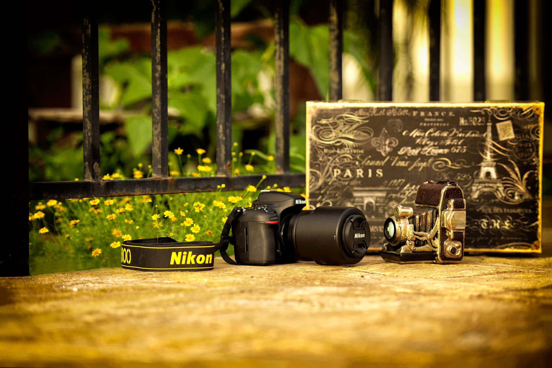 Vintage Nikon Camera: Capturing Timeless Moments Background