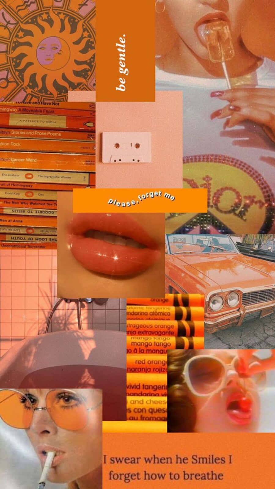 Vintage Orange Aesthetic Collage Background