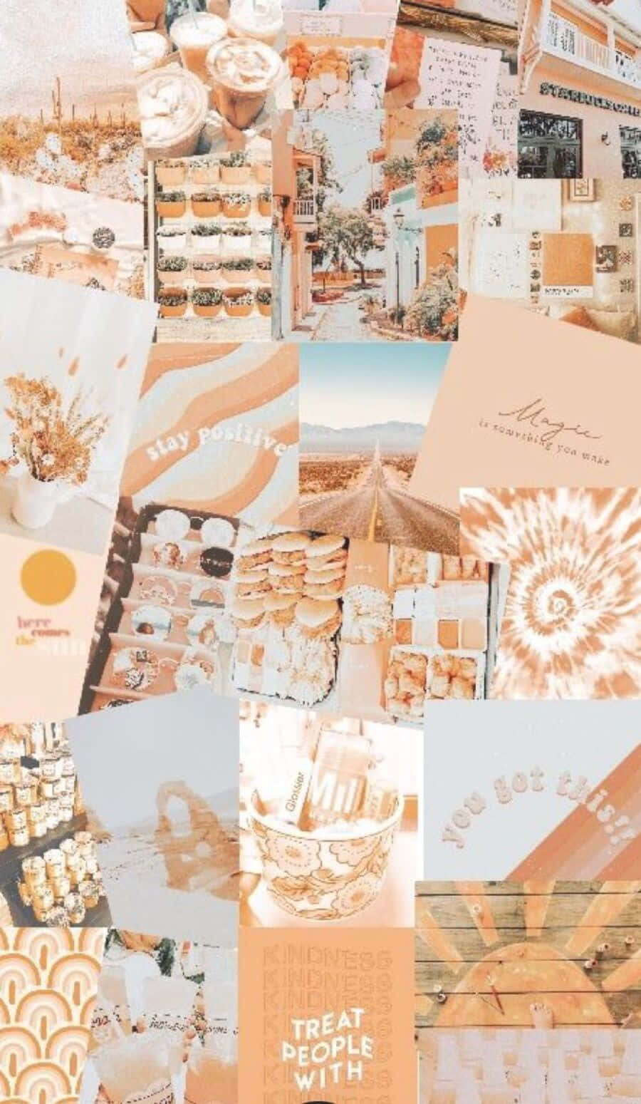 Vintage Orange Aesthetic Collage Background