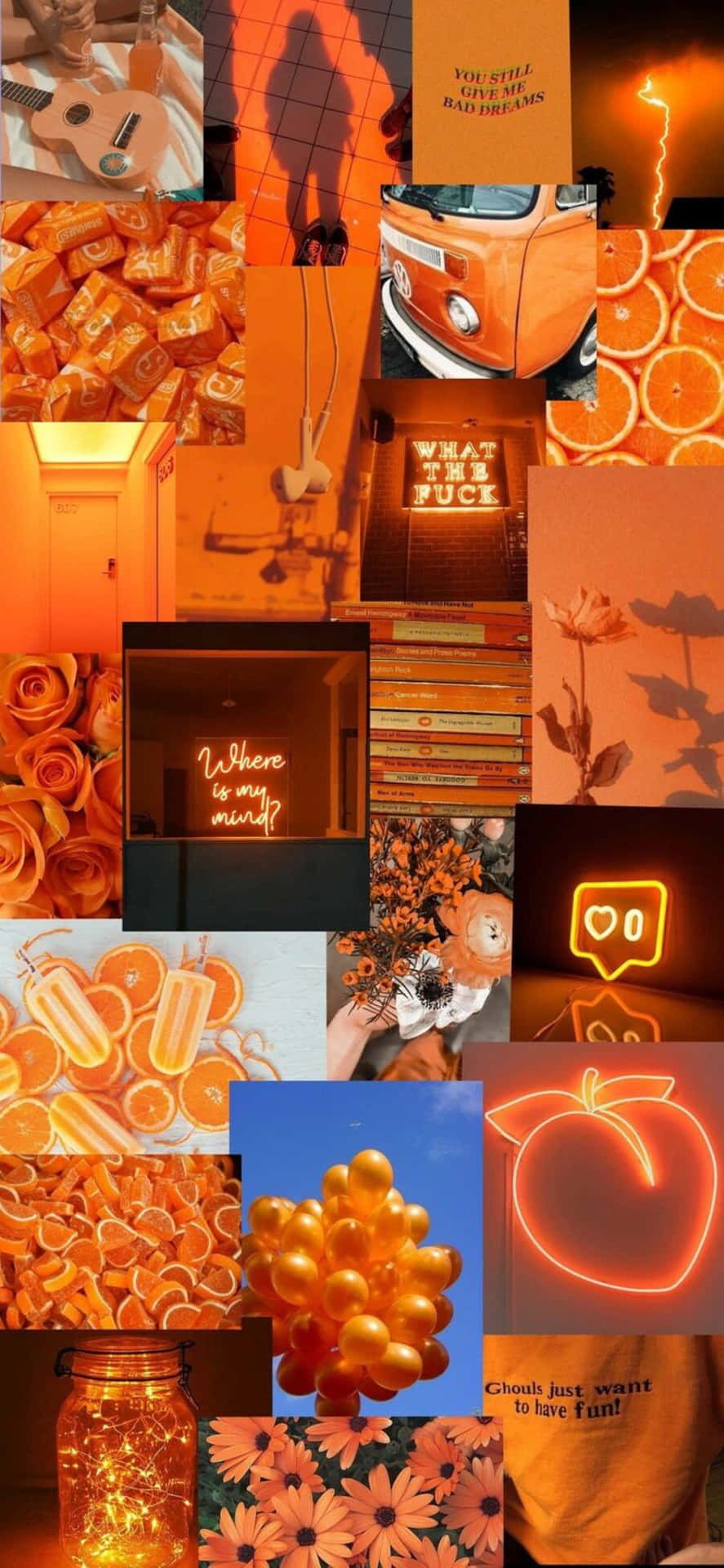 Vintage Orange Aesthetic Collage Background
