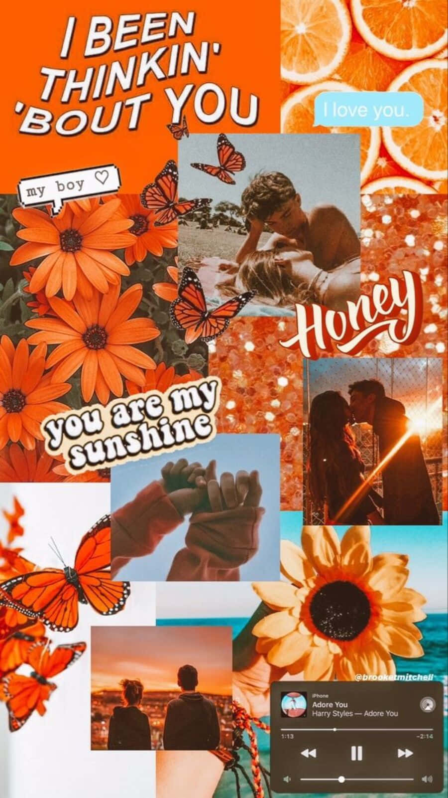 Vintage Orange Aesthetic Collage Background