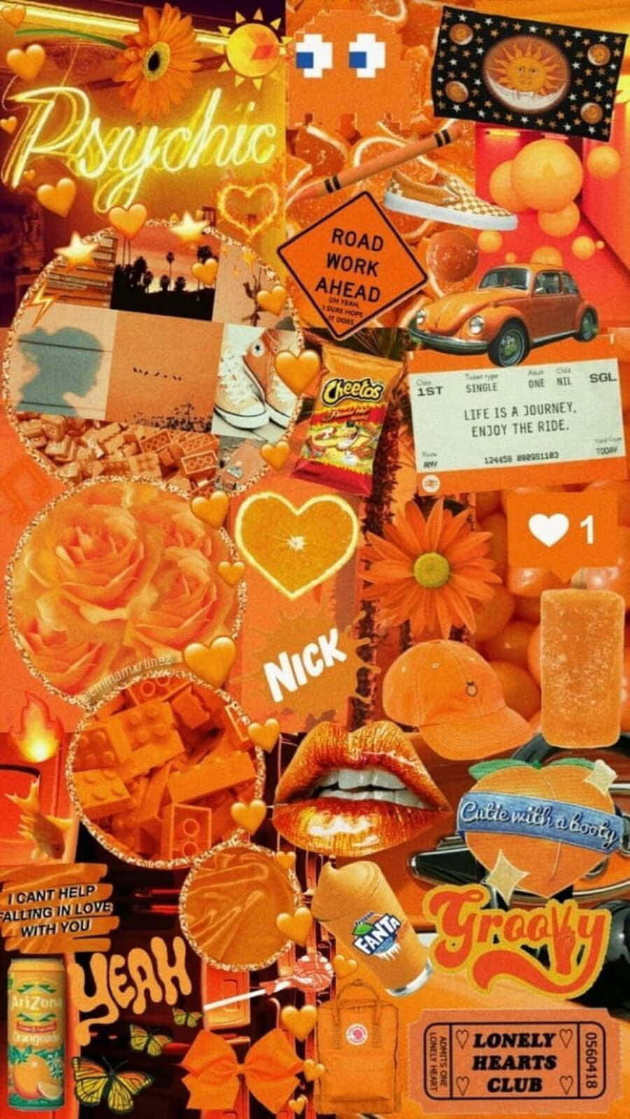 Vintage Orange Aesthetic Collage Background