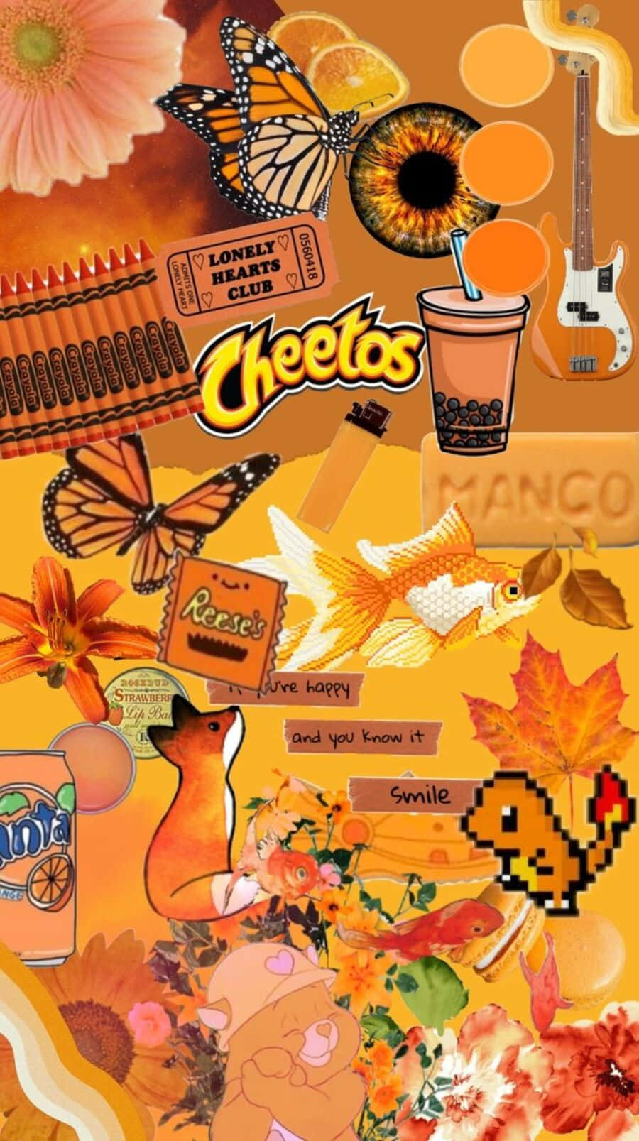 Vintage Orange Aesthetic Collage Background