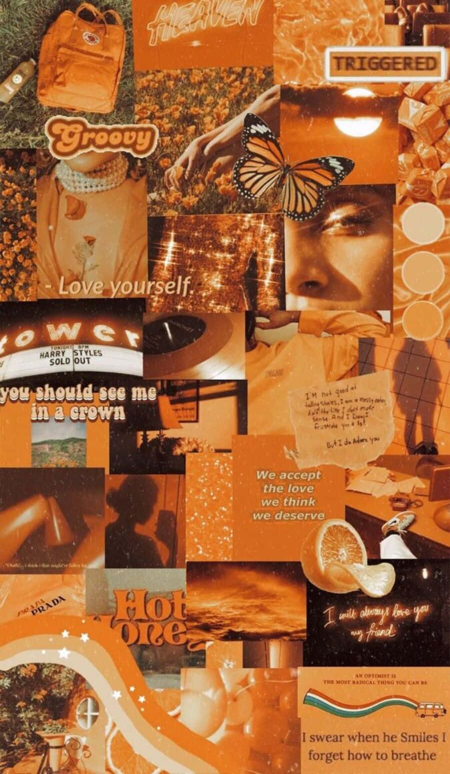 Vintage Orange Aesthetic Collage Background