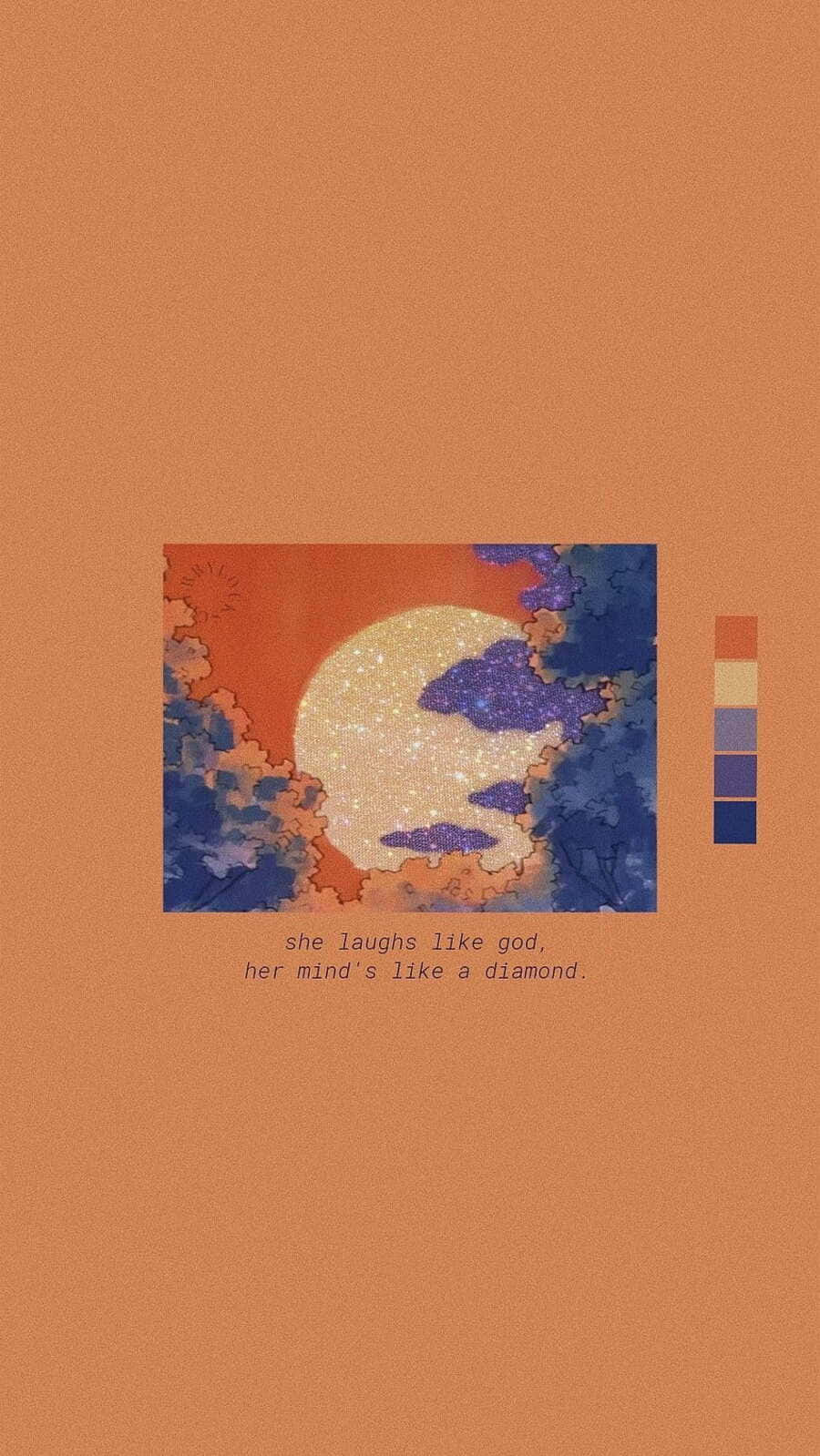 Vintage Orange Aesthetic Moonand Clouds Background