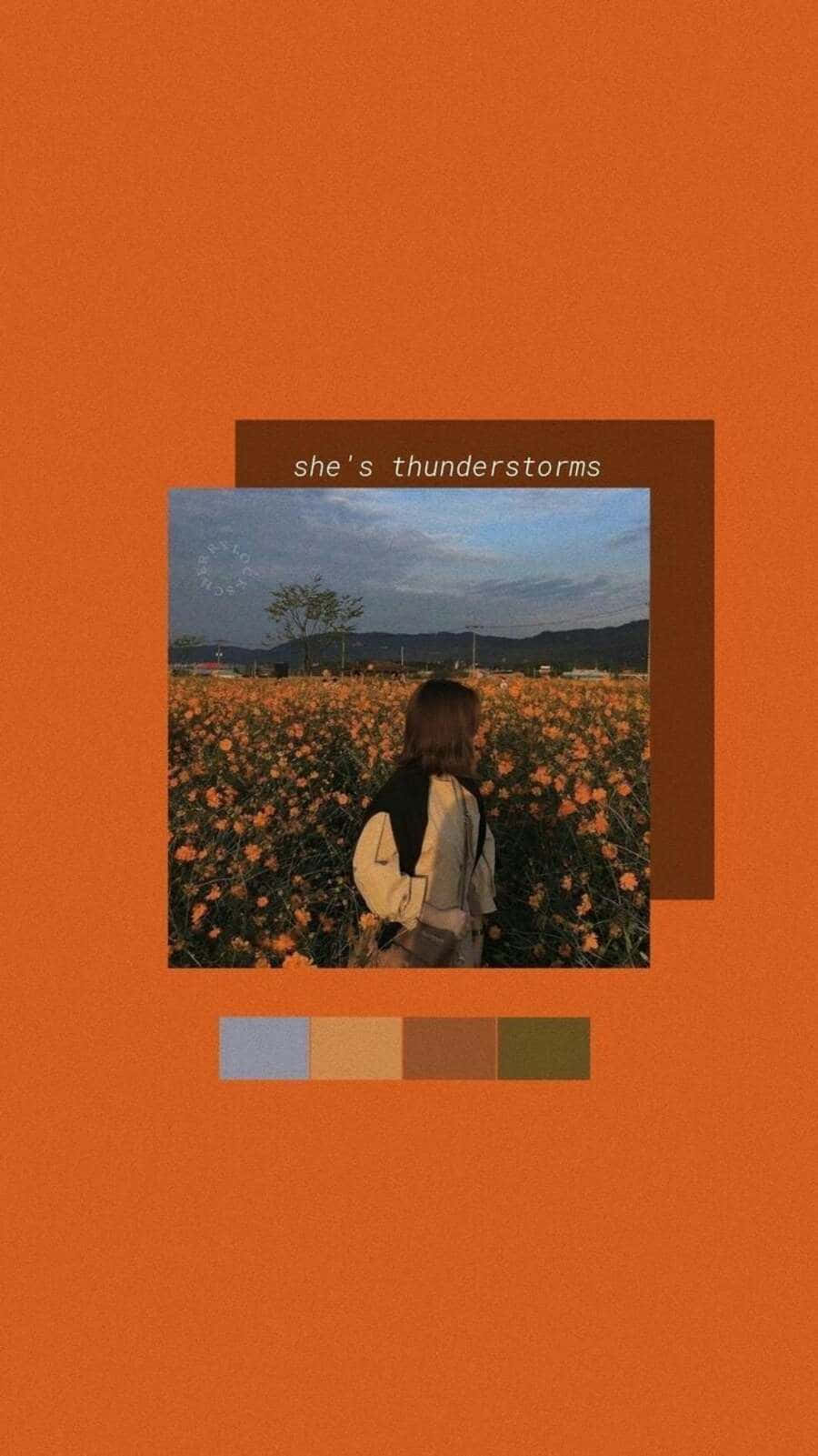 Vintage Orange Aesthetic Thunderstorms Background