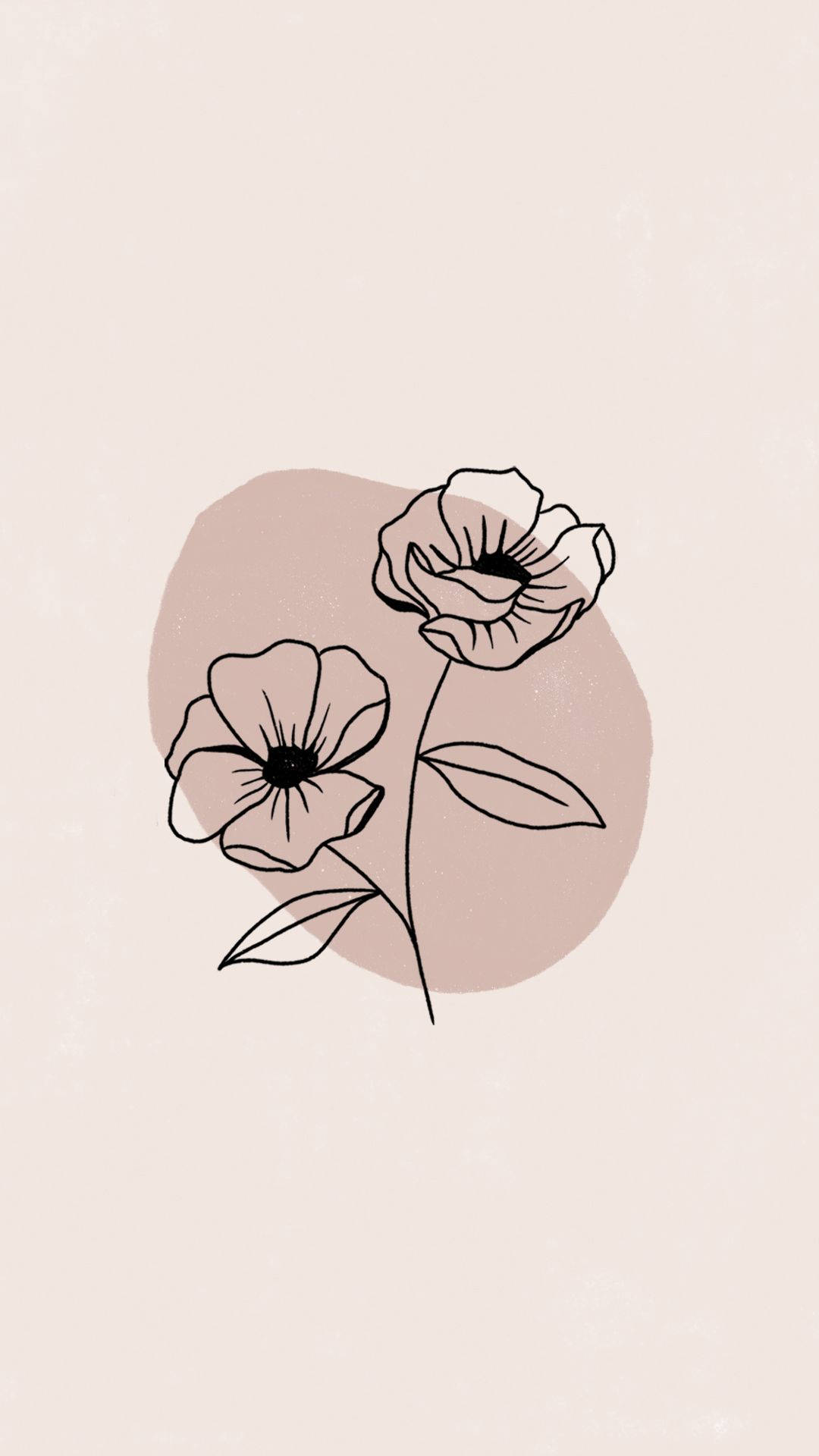 Vintage Pastel Flower Line Art Background