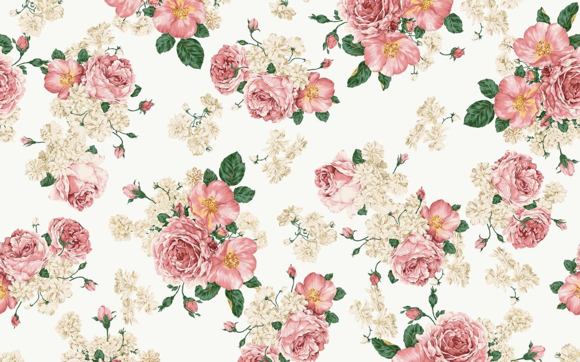 Vintage Pastel Pink Flowers Bouquet Background