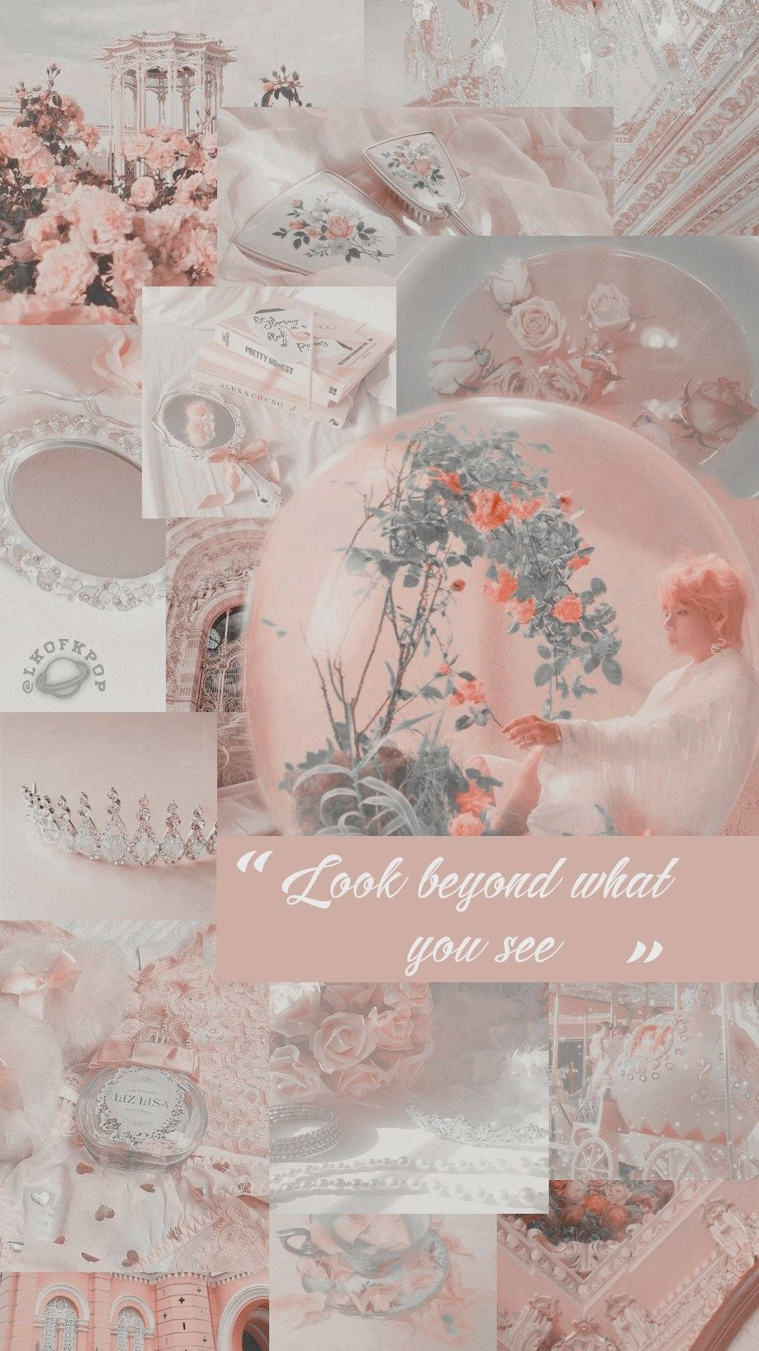 Vintage Pastel Soft Pink Aesthetic Collage Background