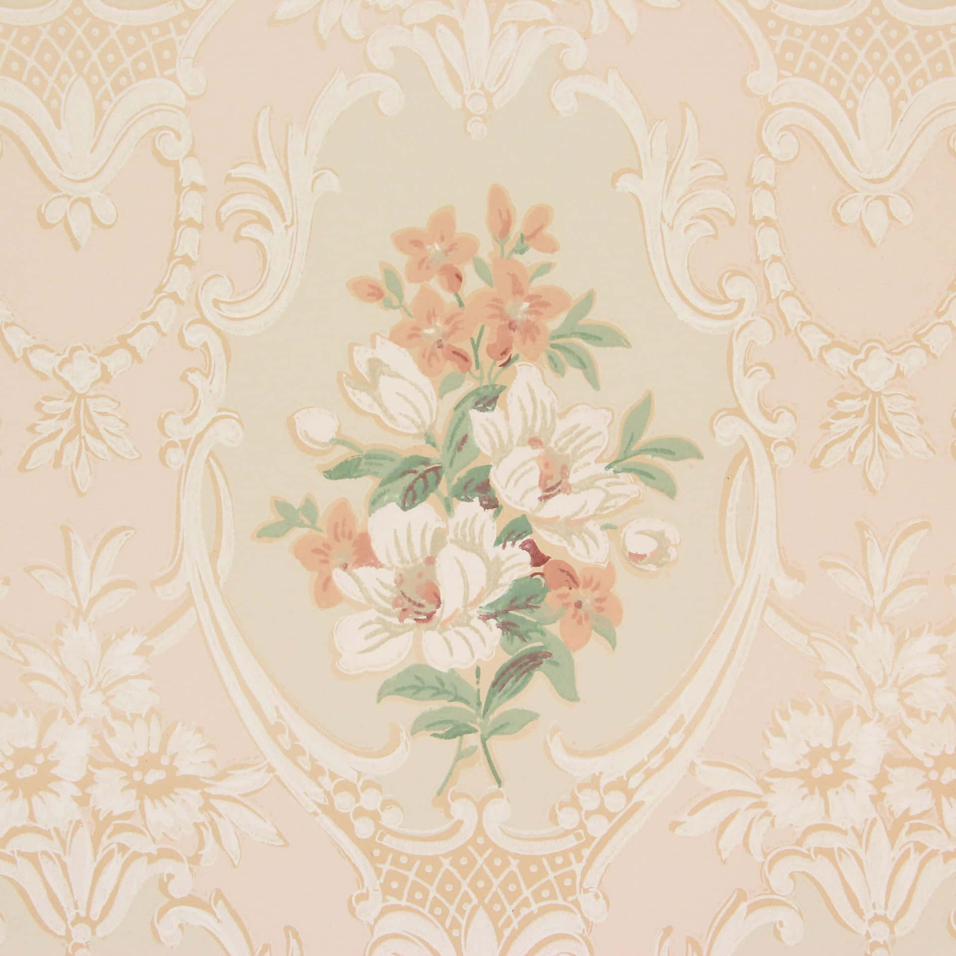 Vintage Peach Floral Pattern Background
